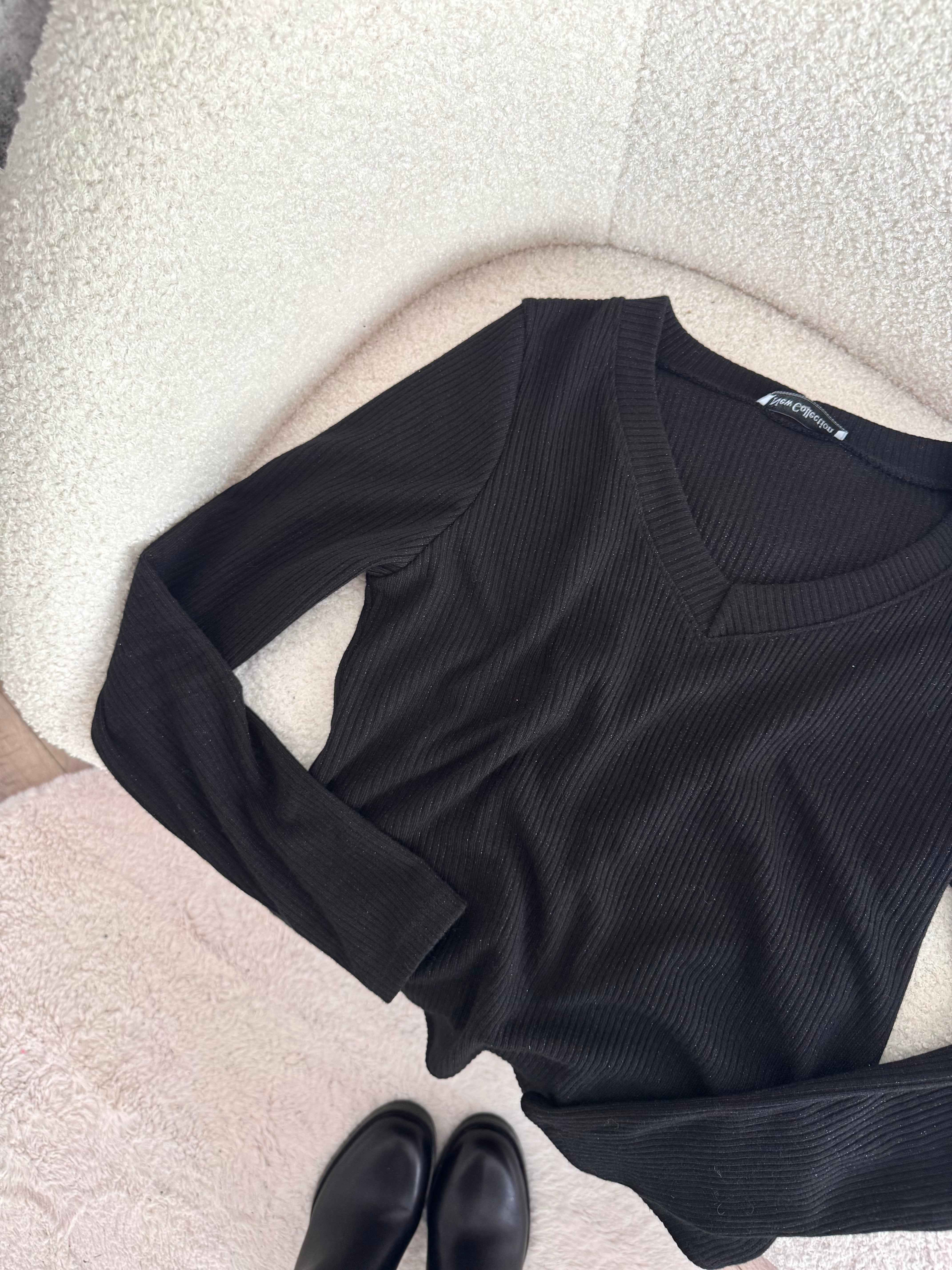 TOP À PAILLETTES NOIR