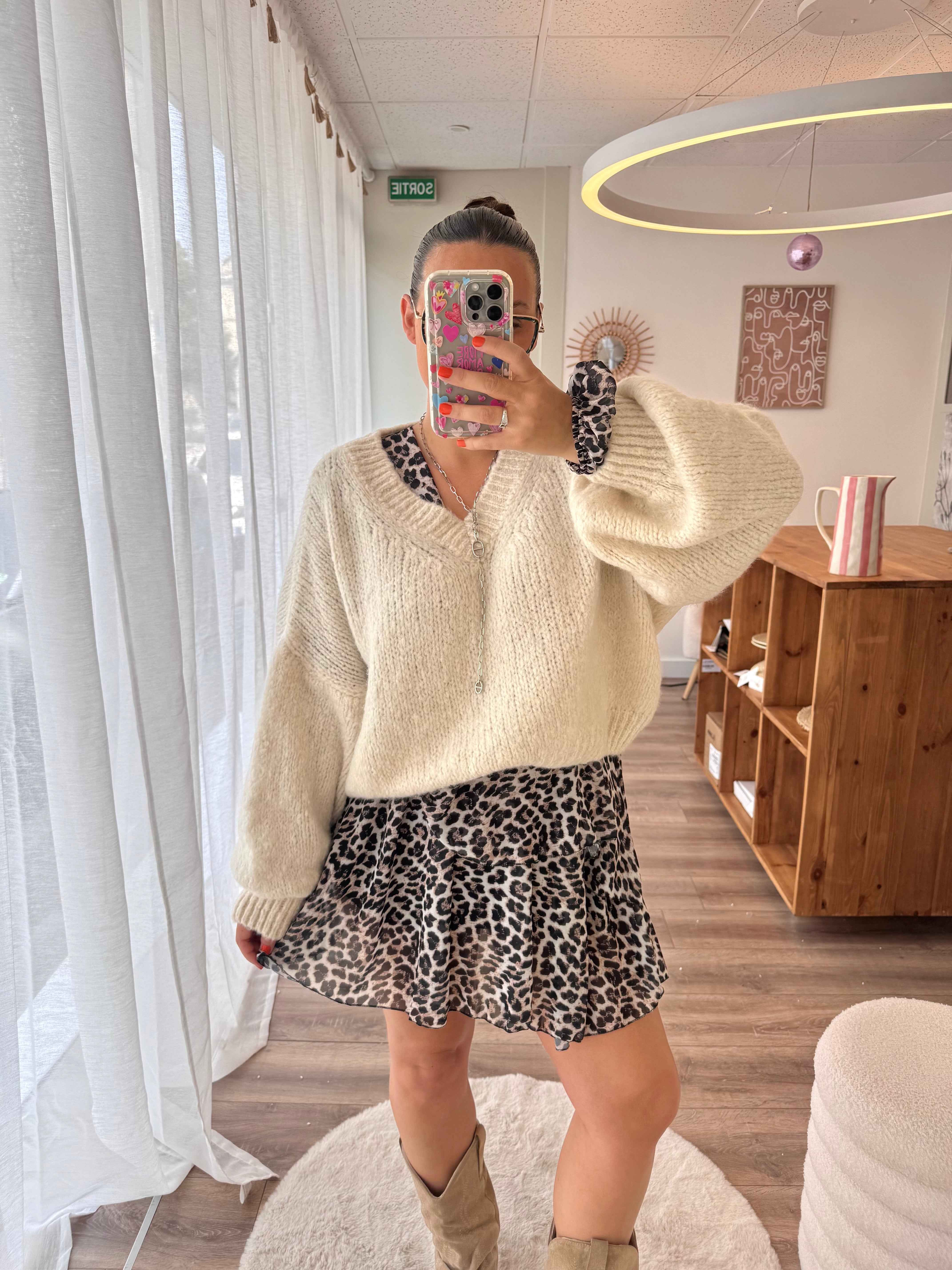 PULL FLUFFY MOHAIR BLANC CRÈME