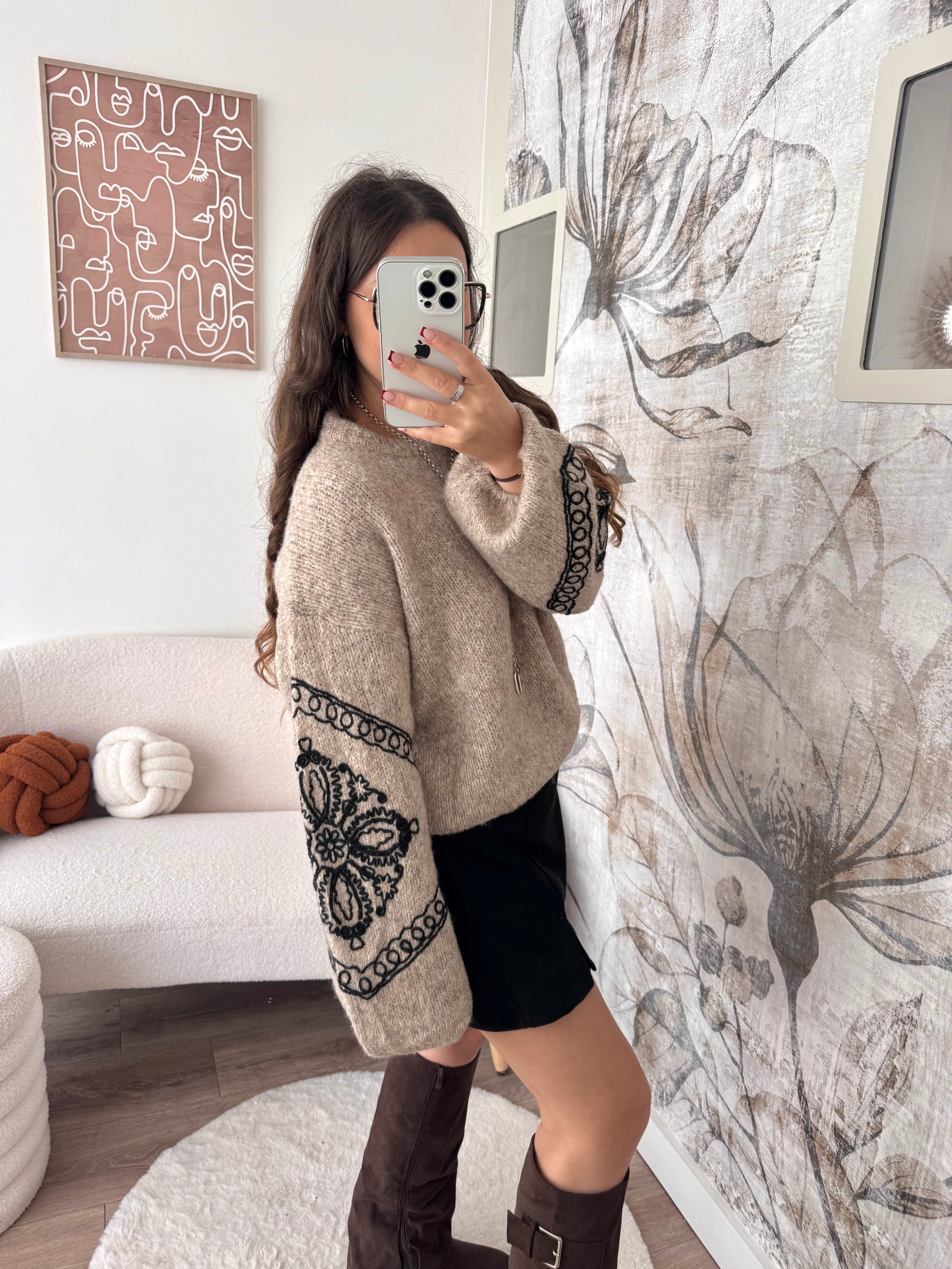 PULL BOHÈME MARRON