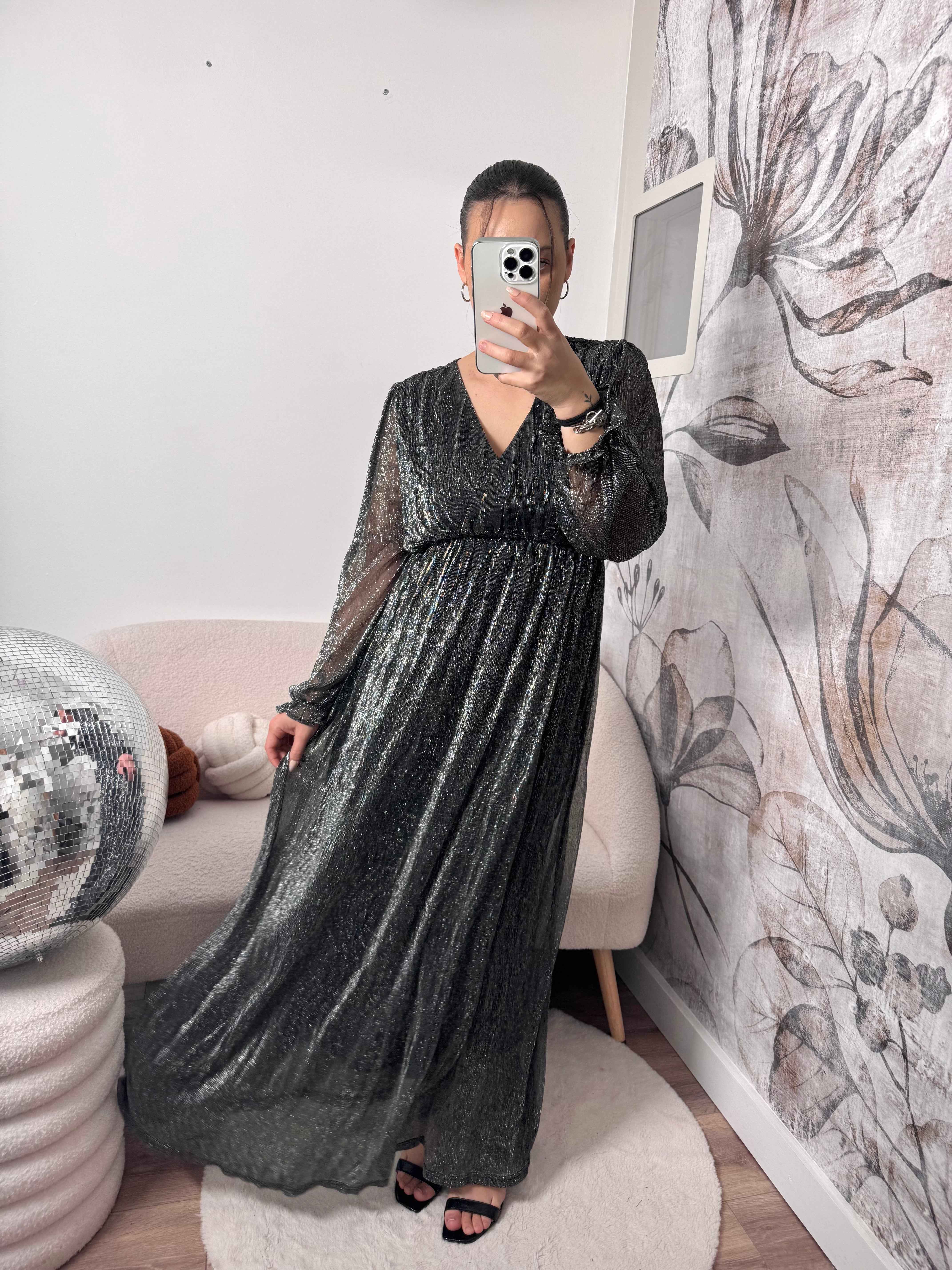 ROBE LONGUE IRISÉE ARGENTÉ