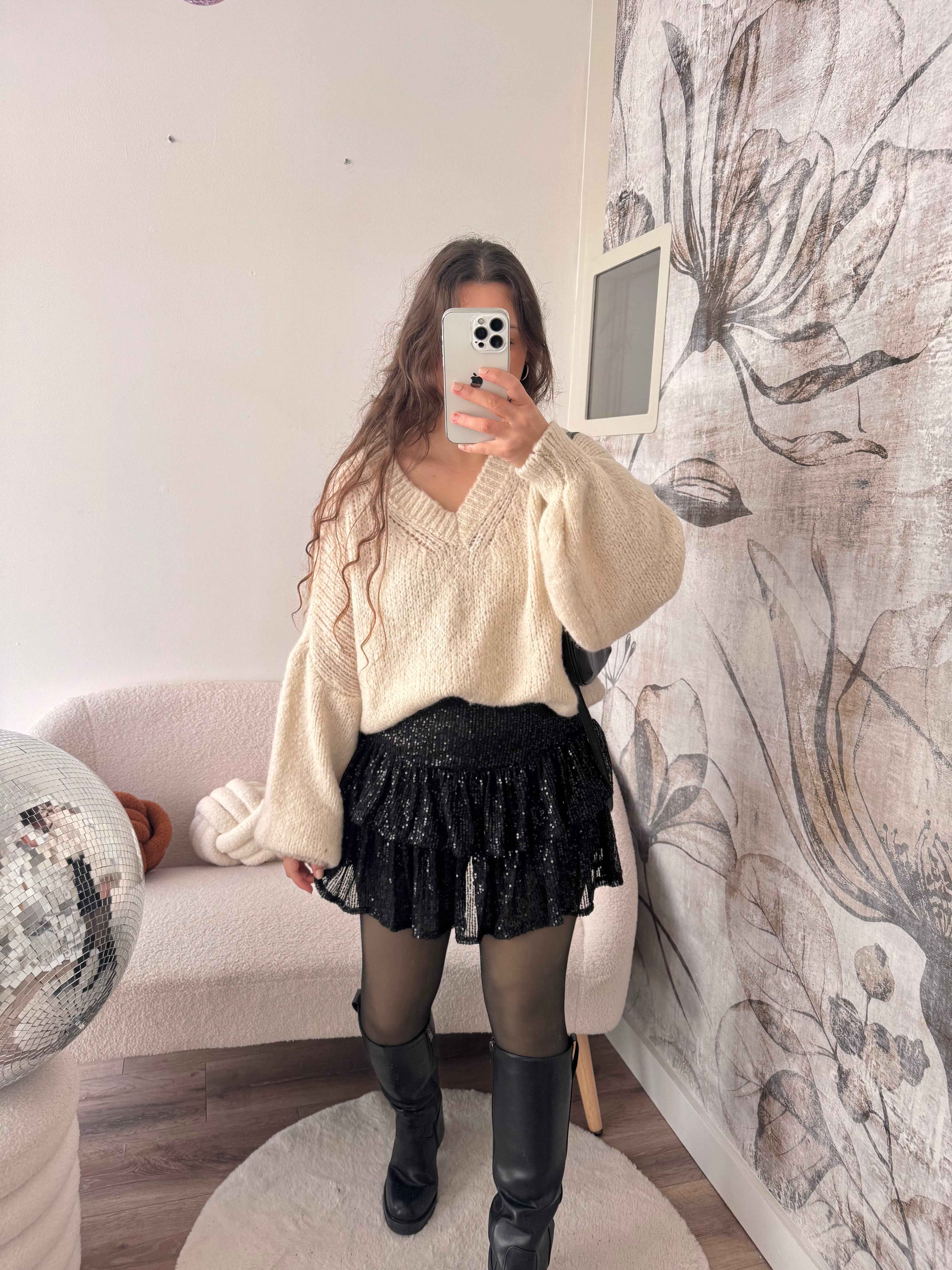 JUPE/SHORT À PAILLETTES NOIRE