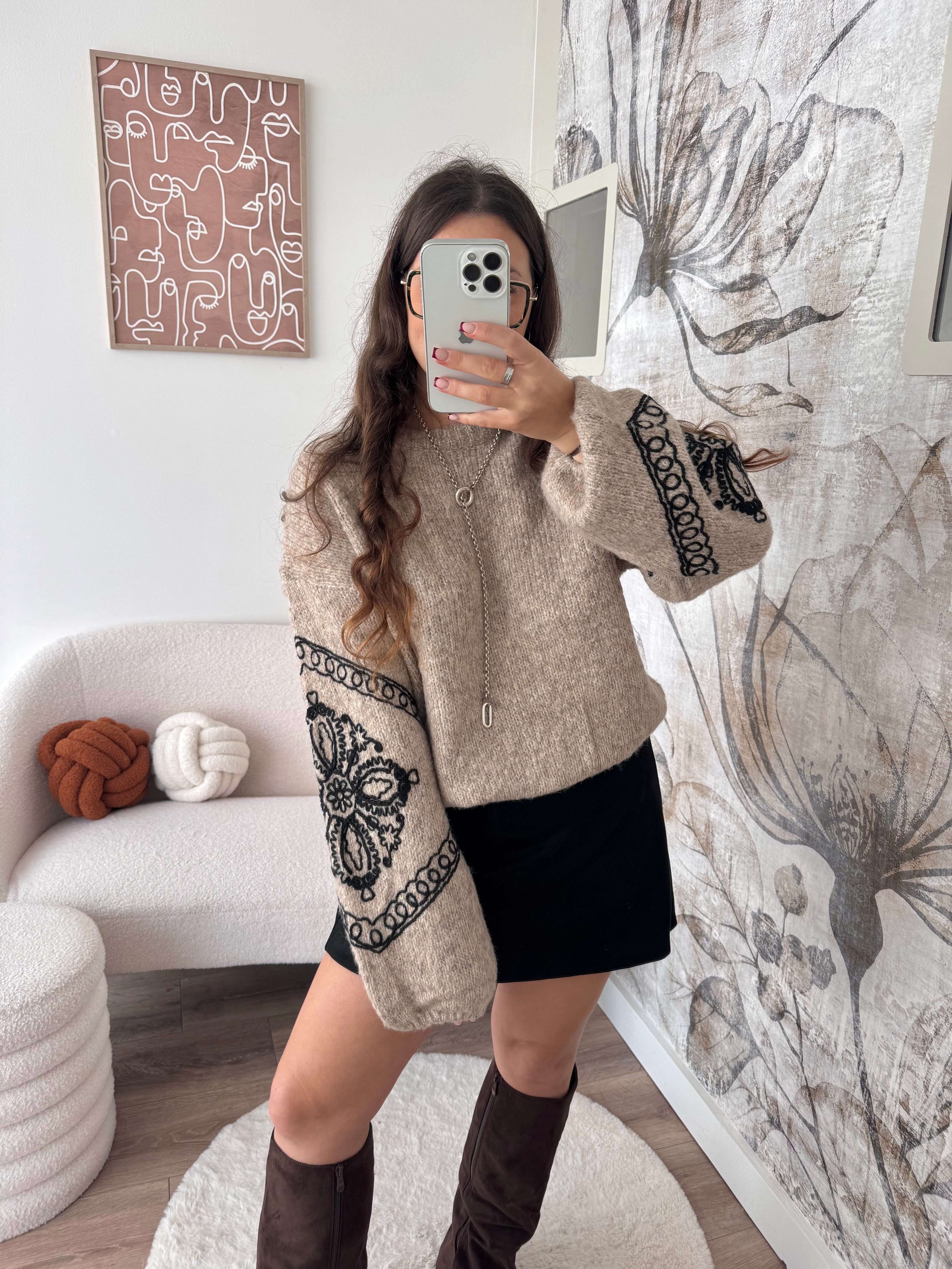 PULL BOHÈME MARRON
