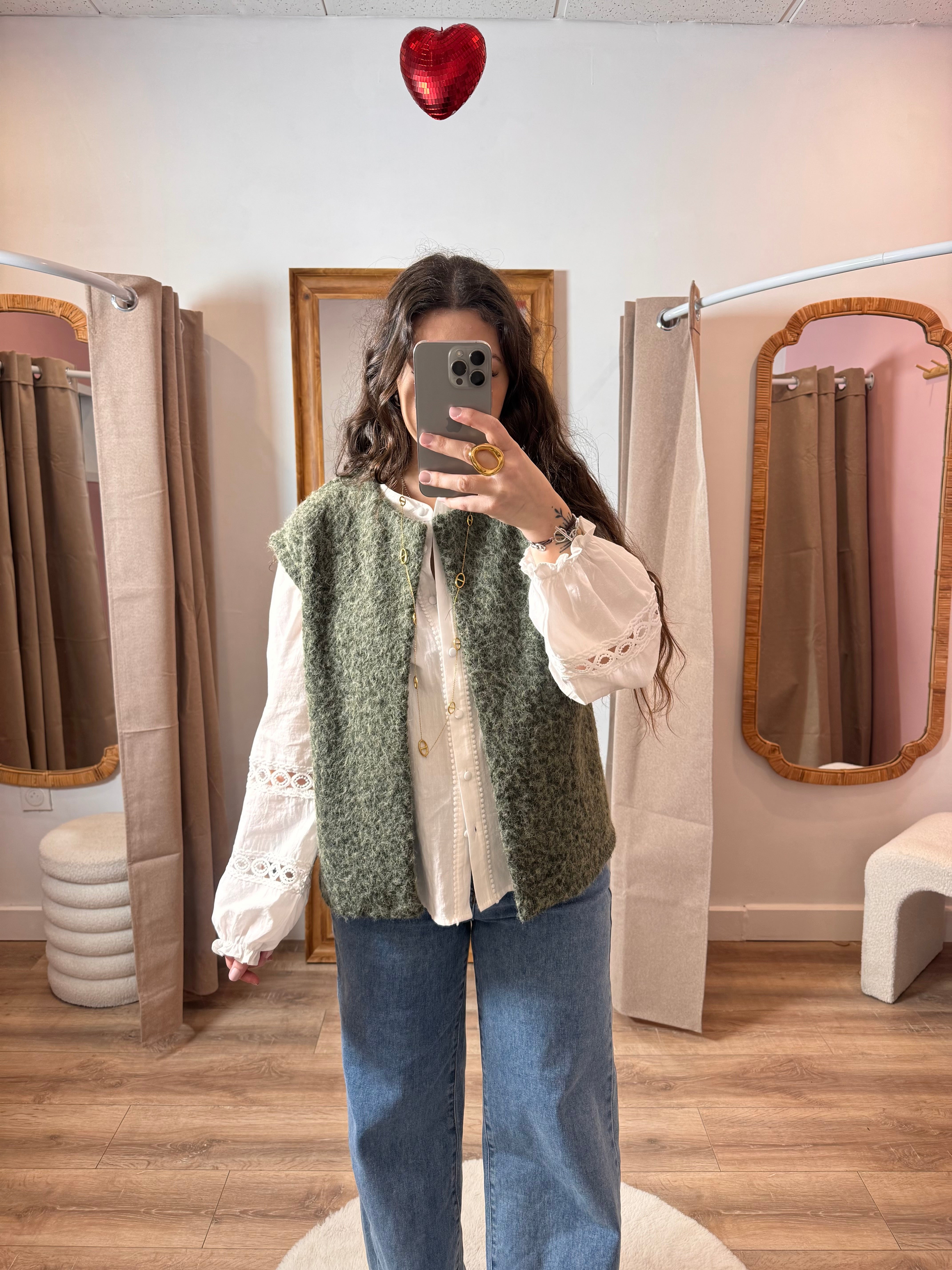 VESTE SANS MANCHE KAKI