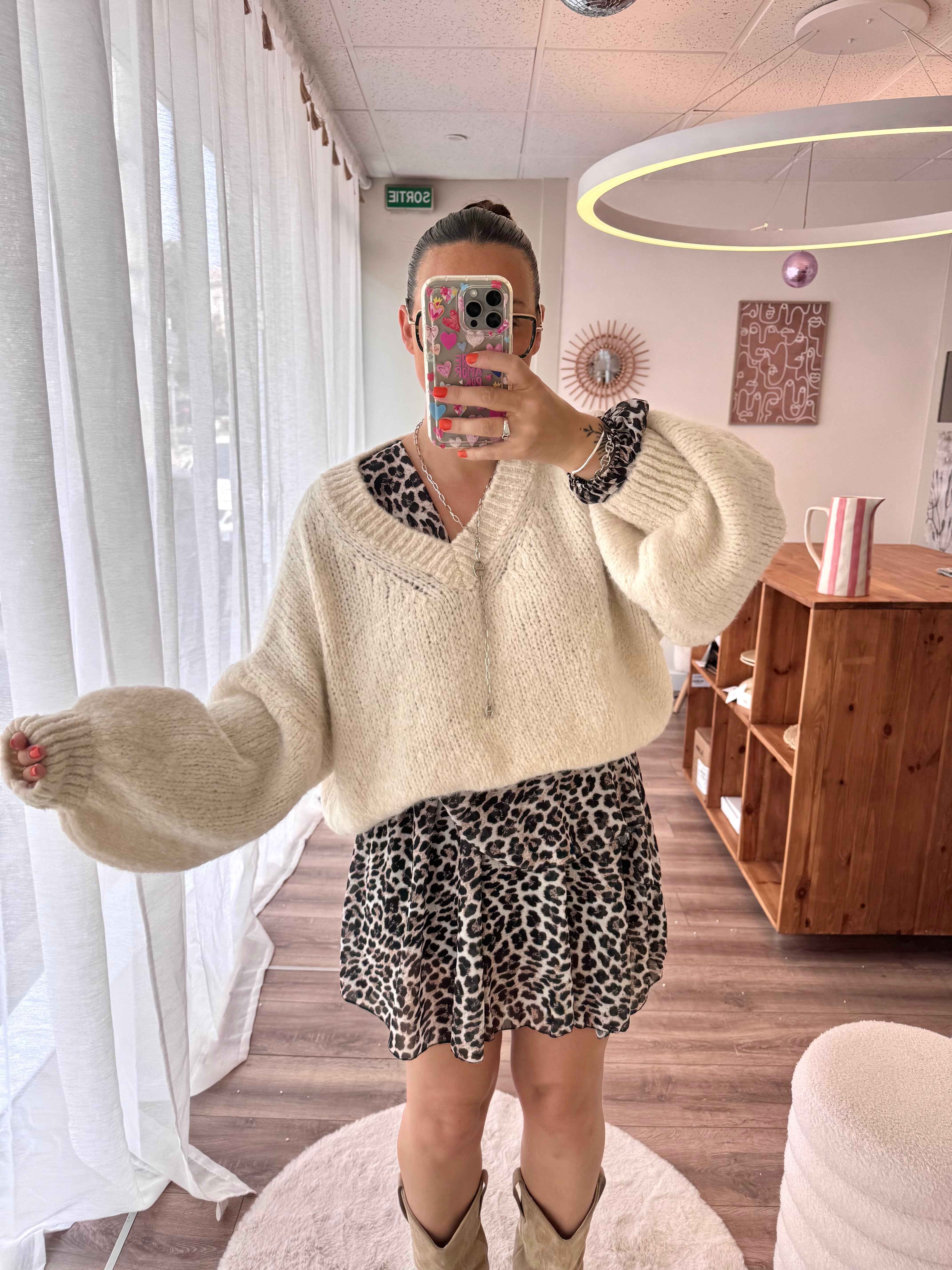 PULL FLUFFY MOHAIR BLANC CRÈME
