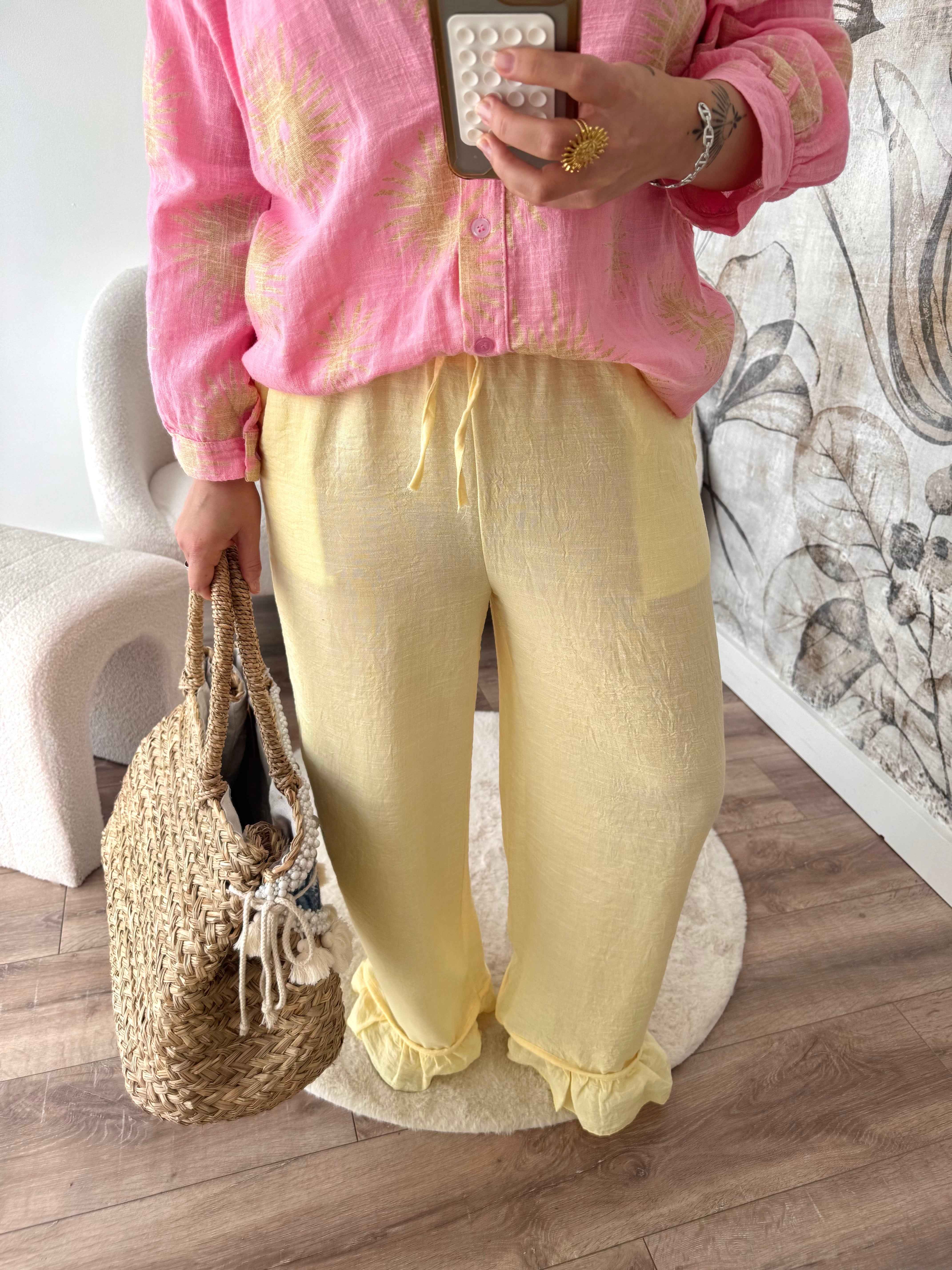 PANTALON FLUIDE JAUNE