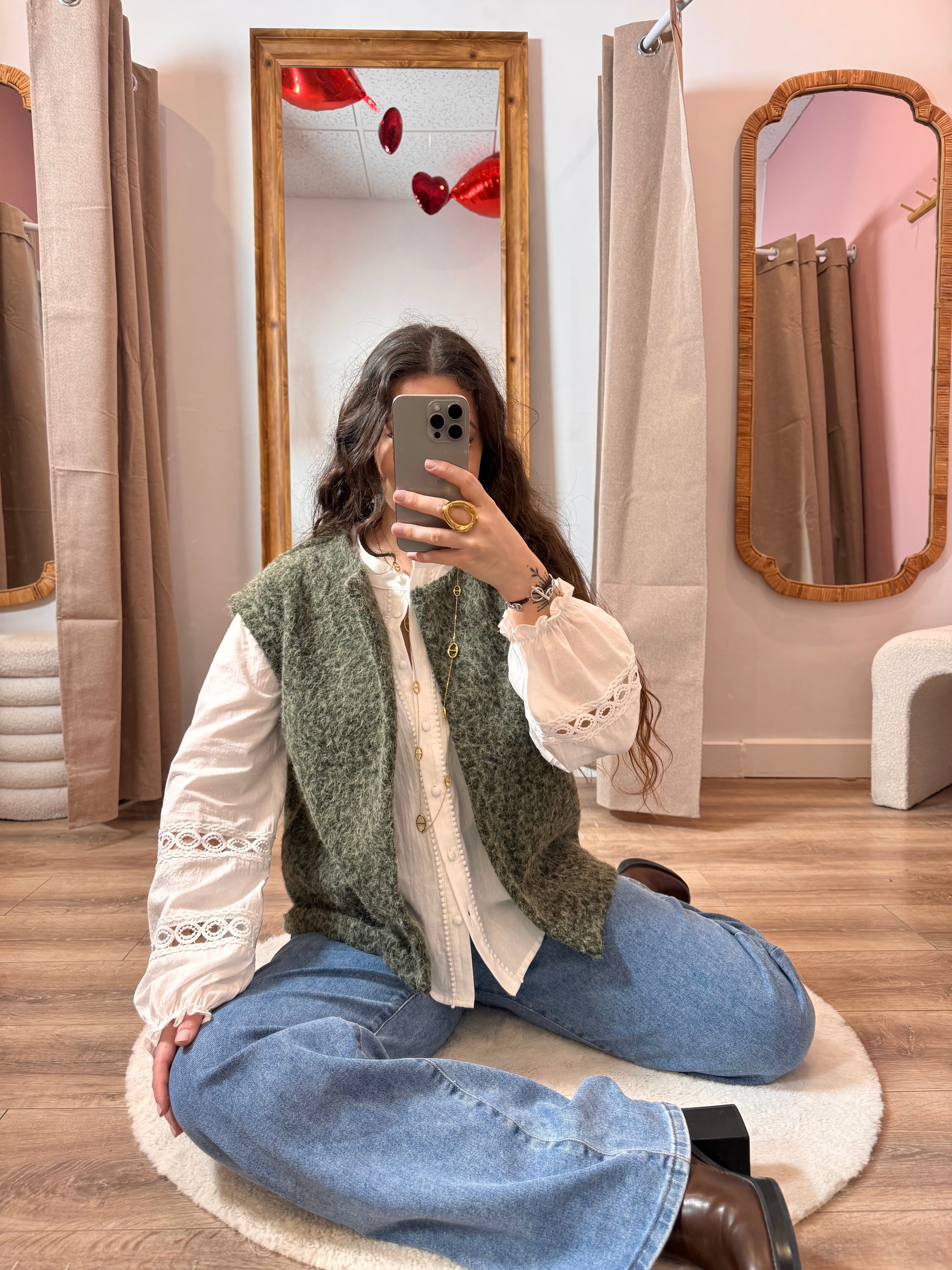 VESTE SANS MANCHE KAKI