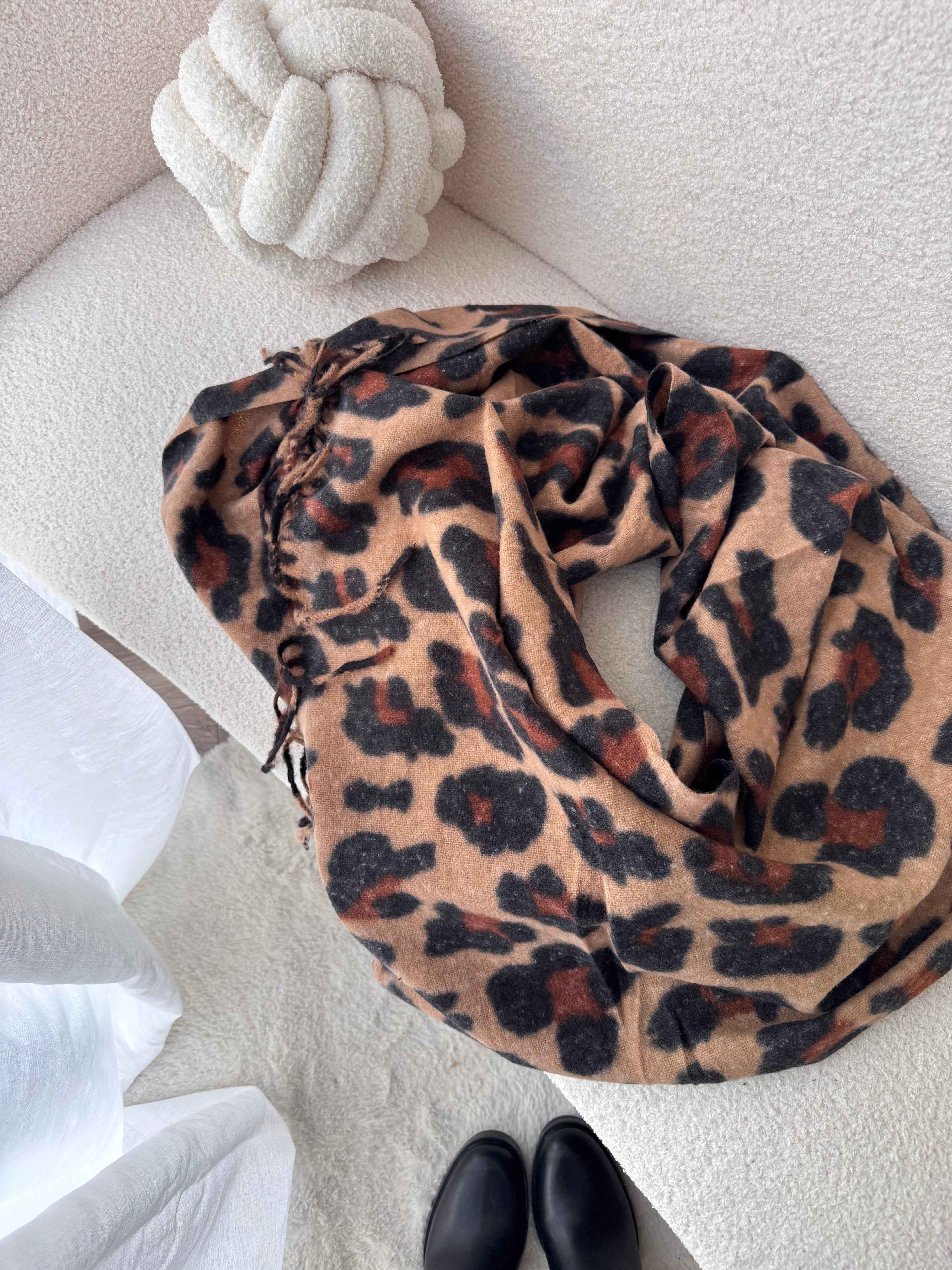 ÉCHARPE XXL LÉOPARD CAMEL
