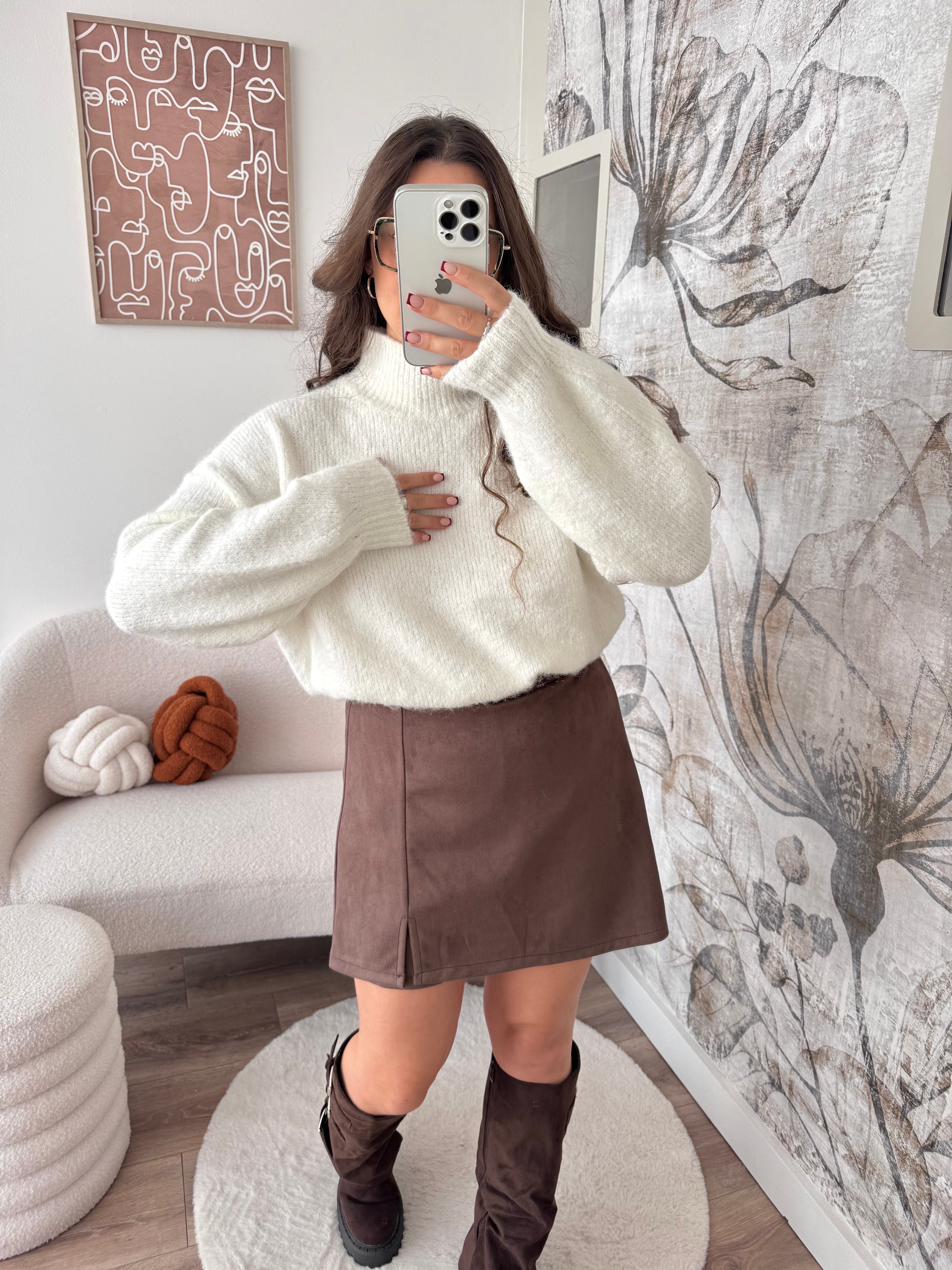 JUPE/SHORT MARRON