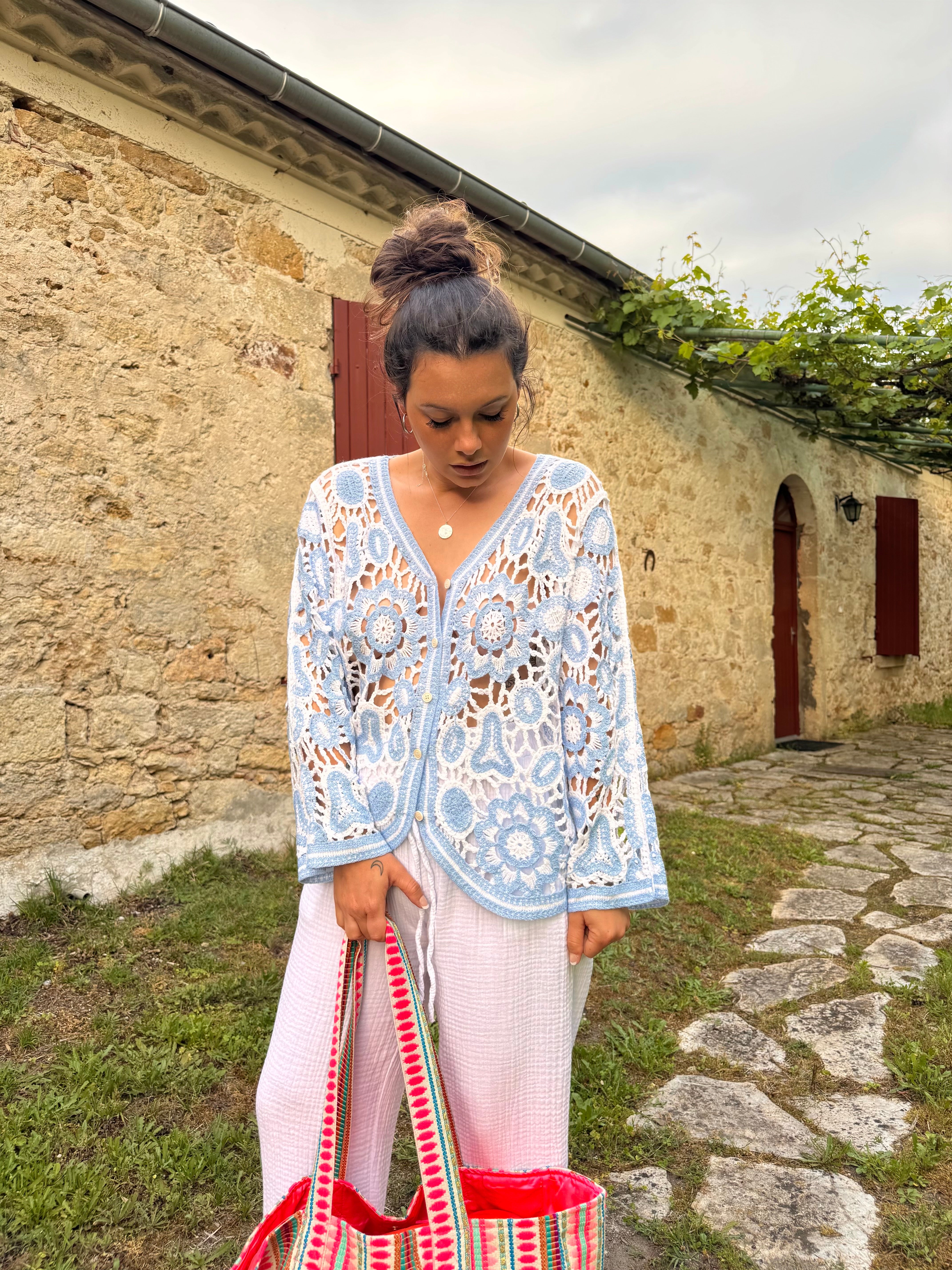 HAUT CROCHET BLEU