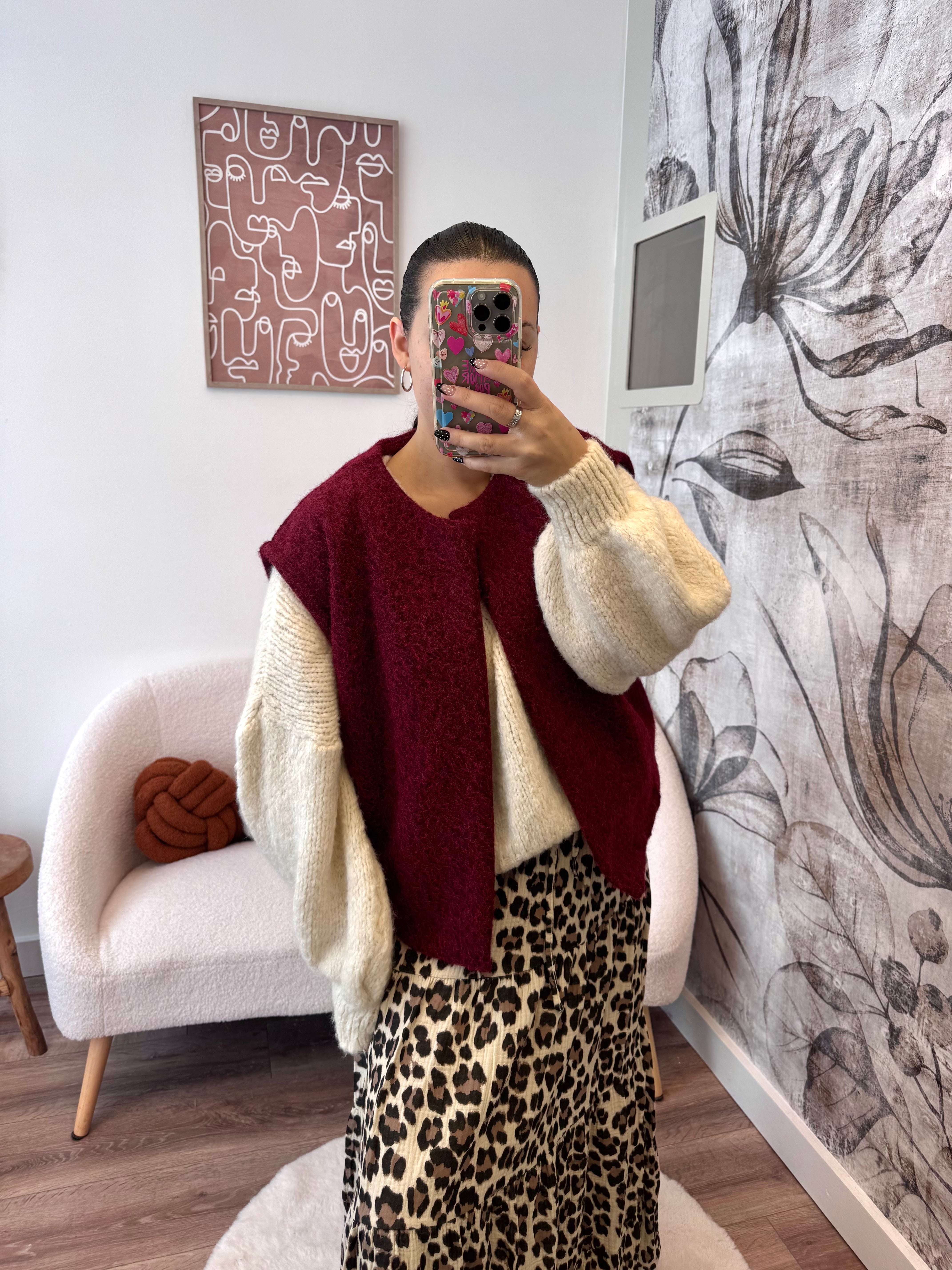 VESTE SANS MANCHE BORDEAUX