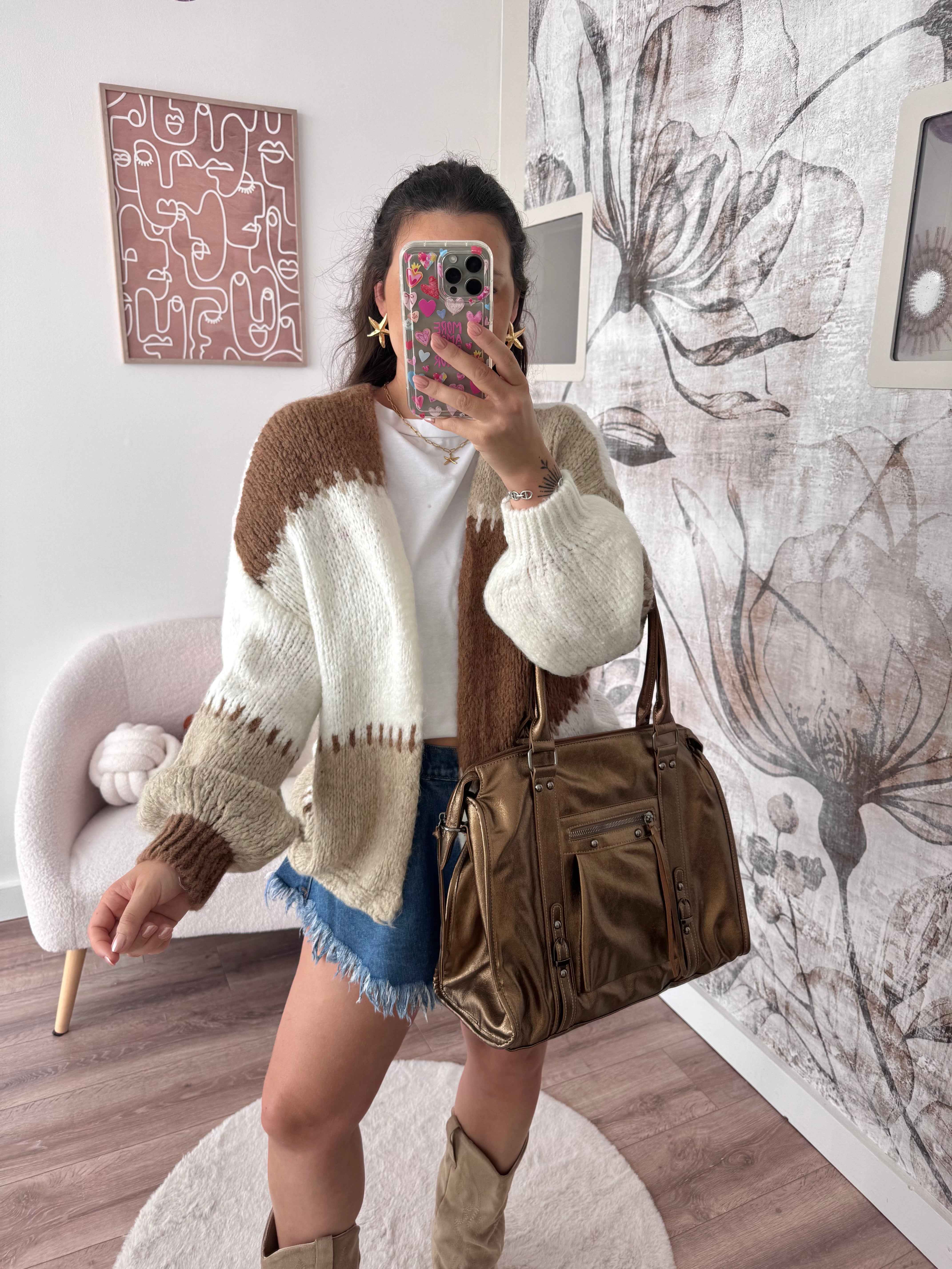 GILET ALMA BEIGE/MARRON