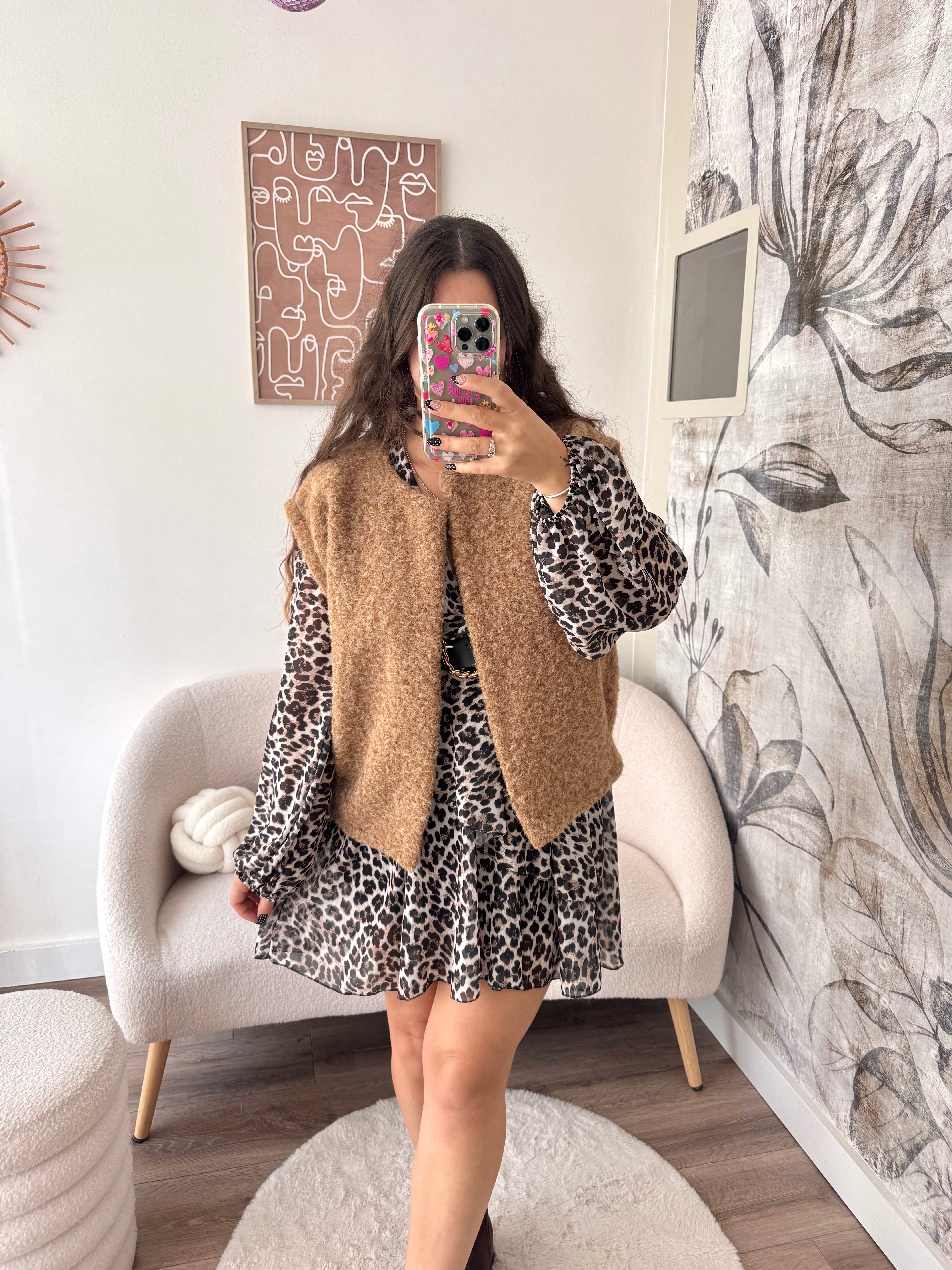 VESTE SANS MANCHE CAMEL