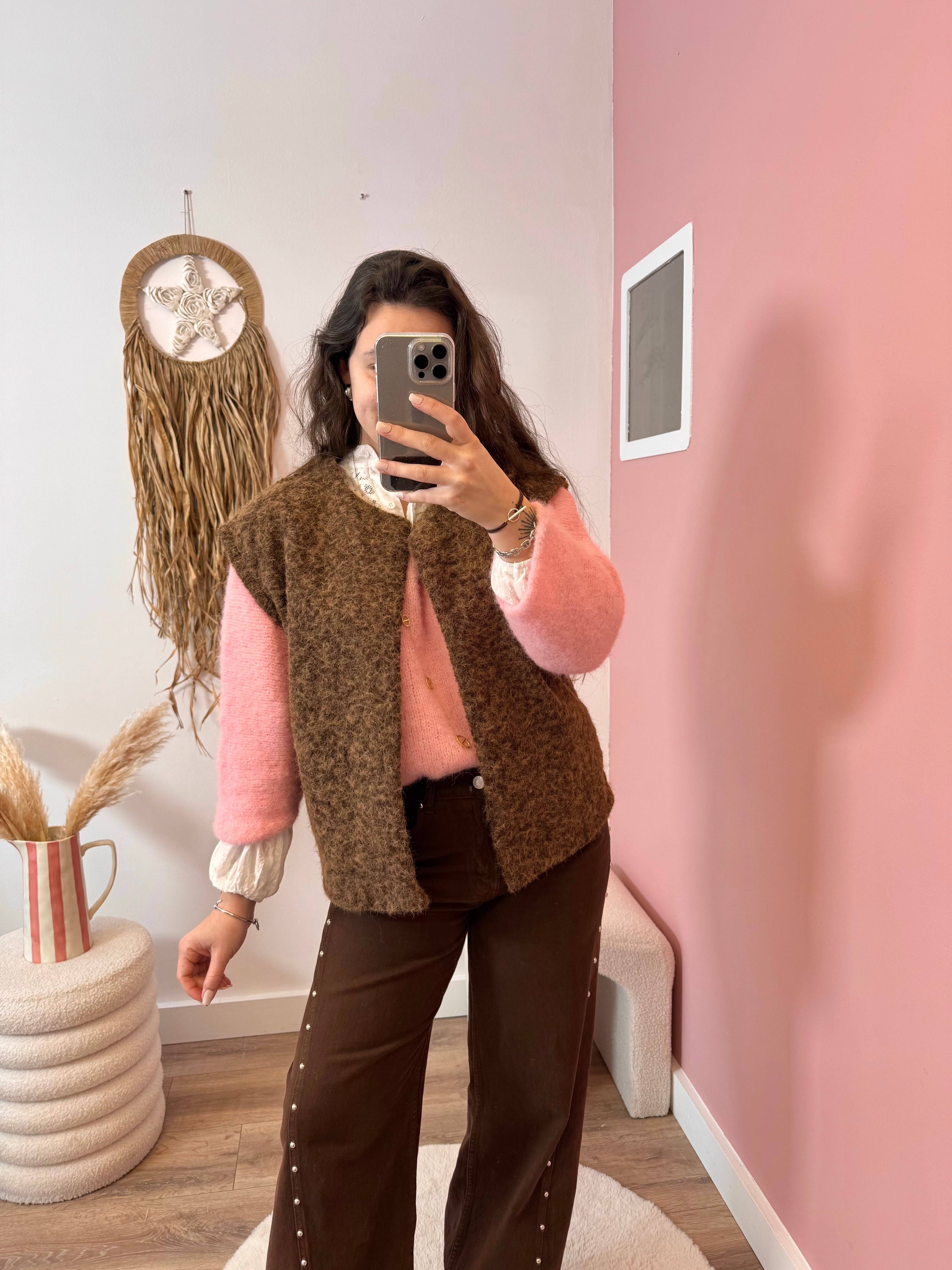 VESTE SANS MANCHE CHOCOLAT