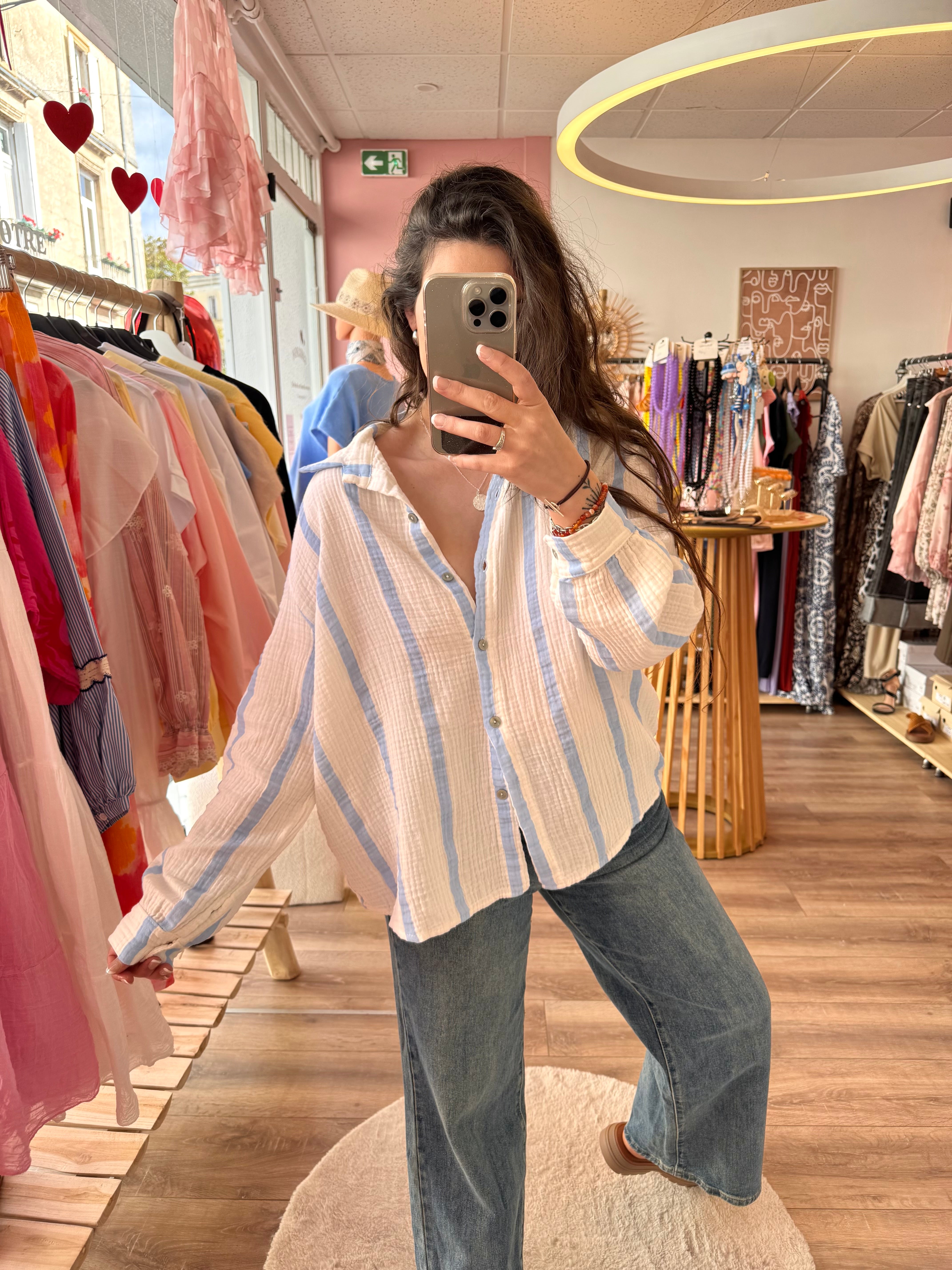 BLOUSE GAZE DE COTON BLEU