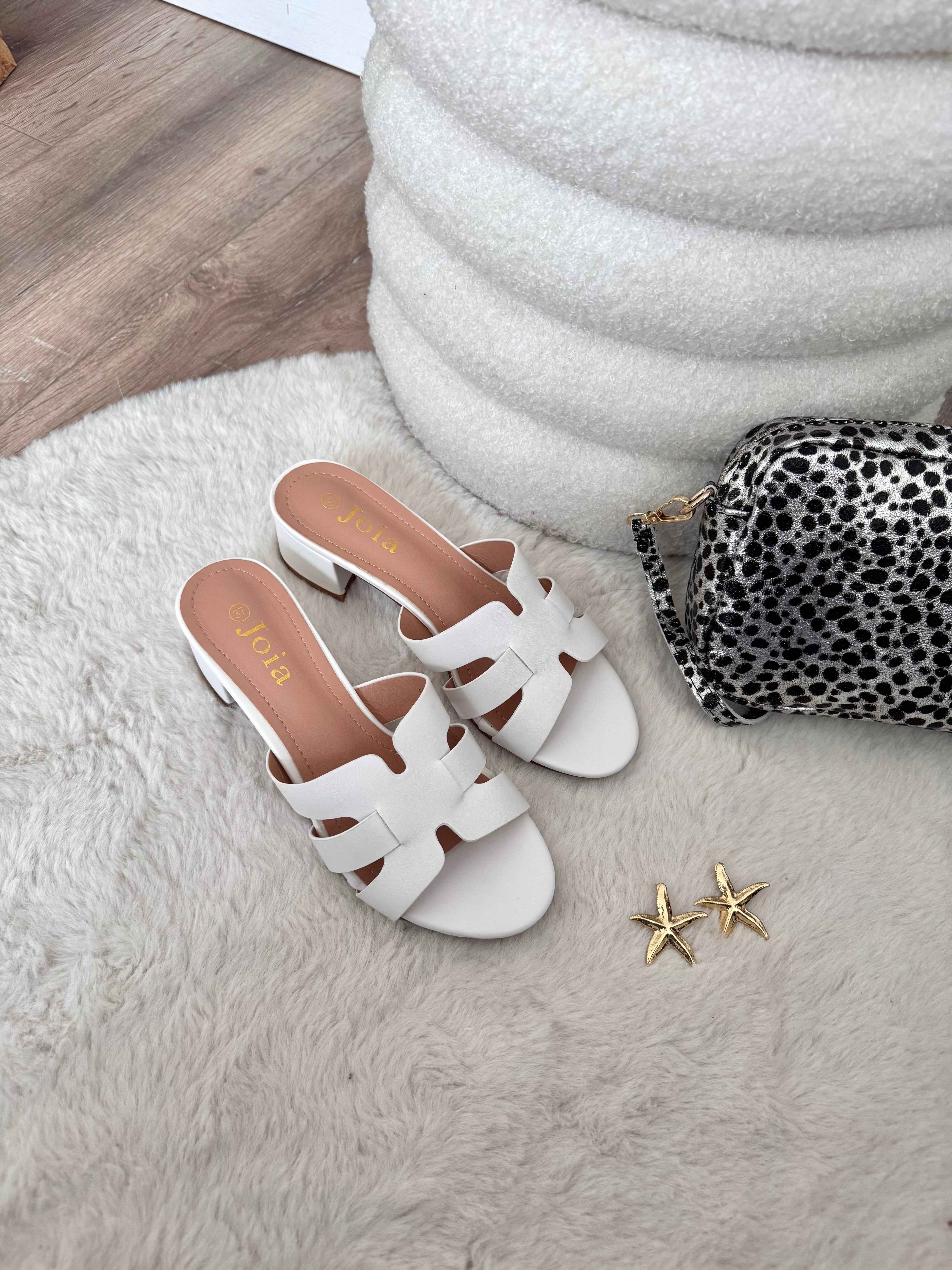MULES BLANCHE À TALON