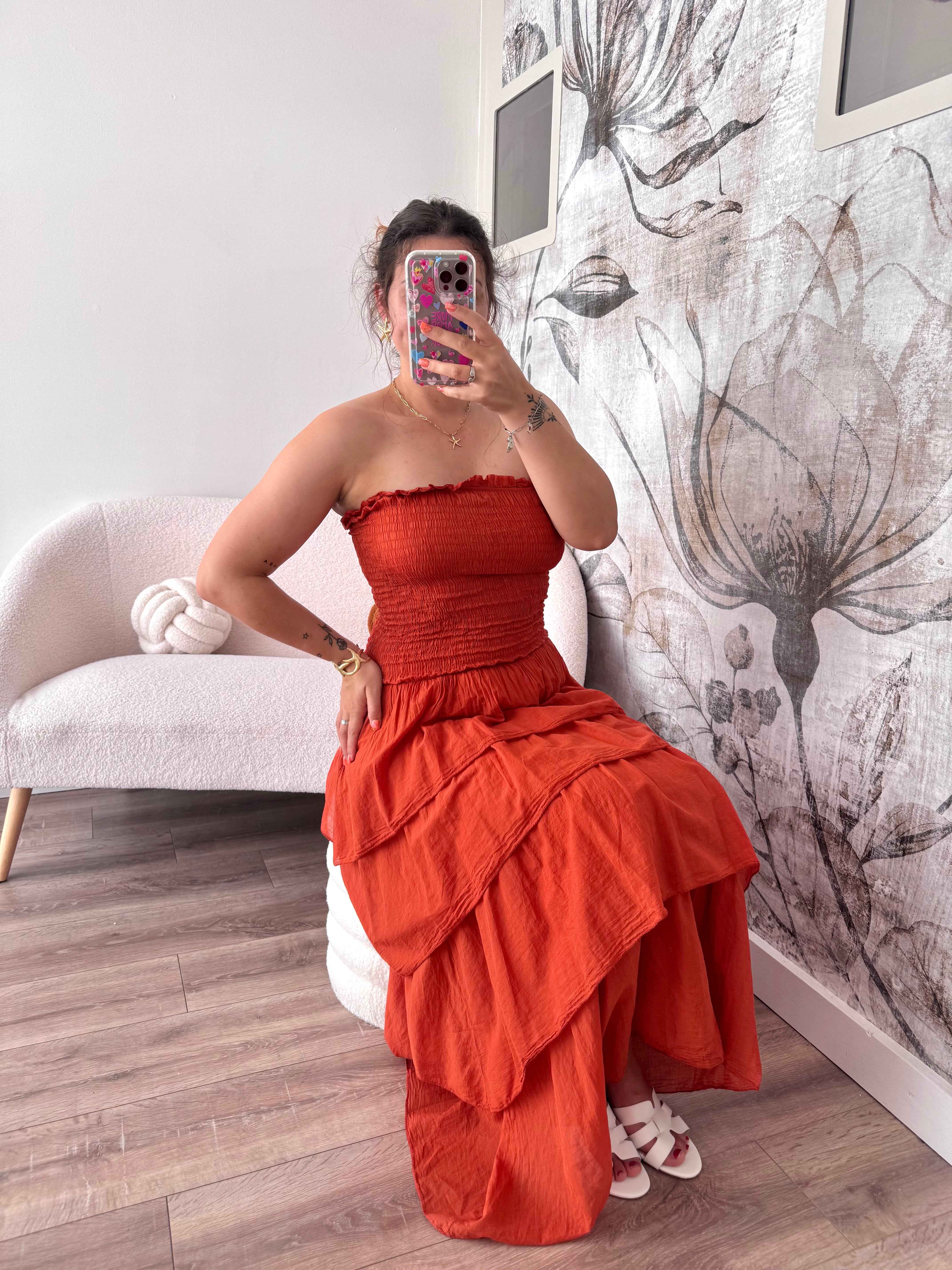 ROBE TERRACOTTA VOLUMINEUSE