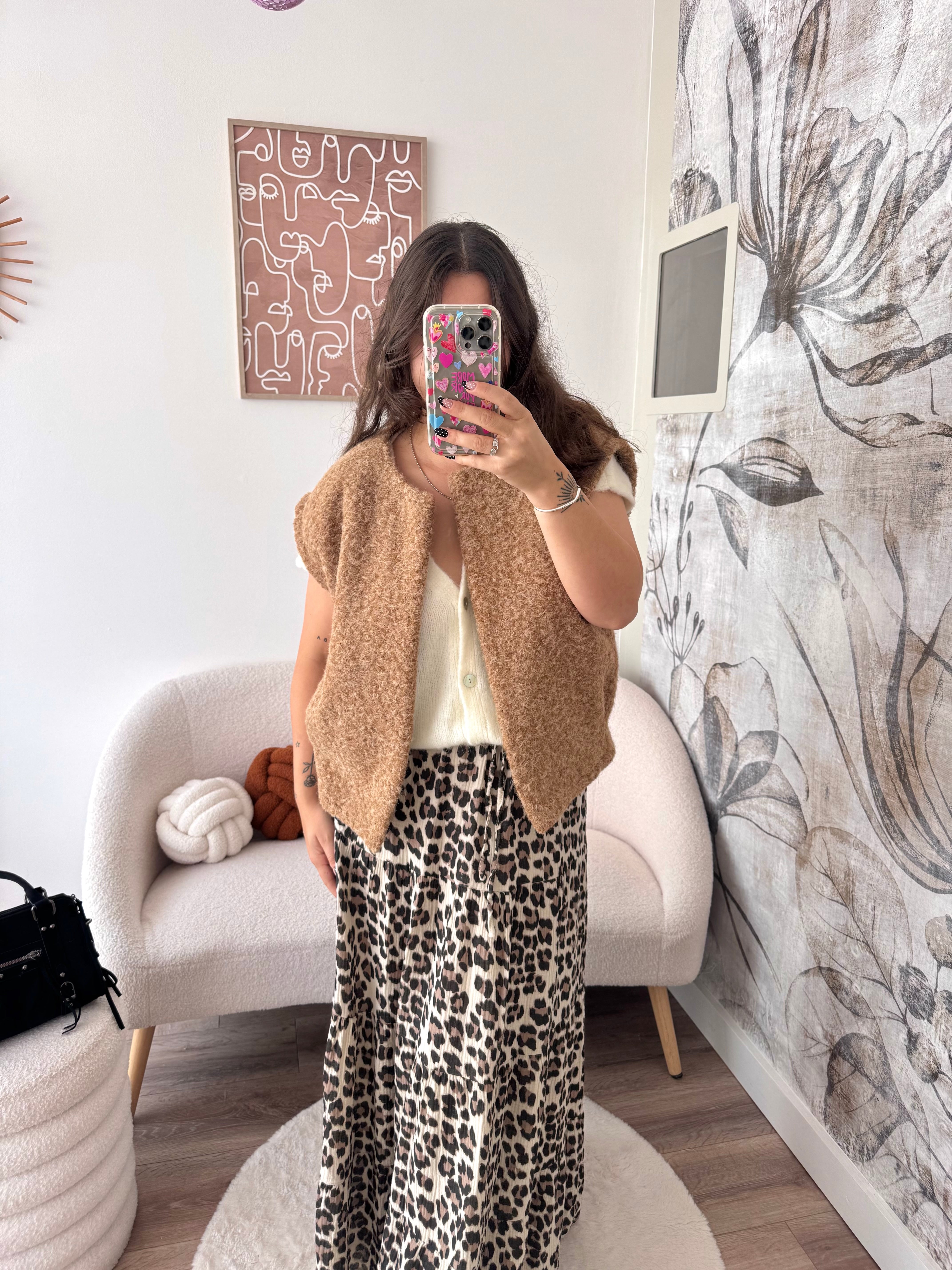 VESTE SANS MANCHE CAMEL