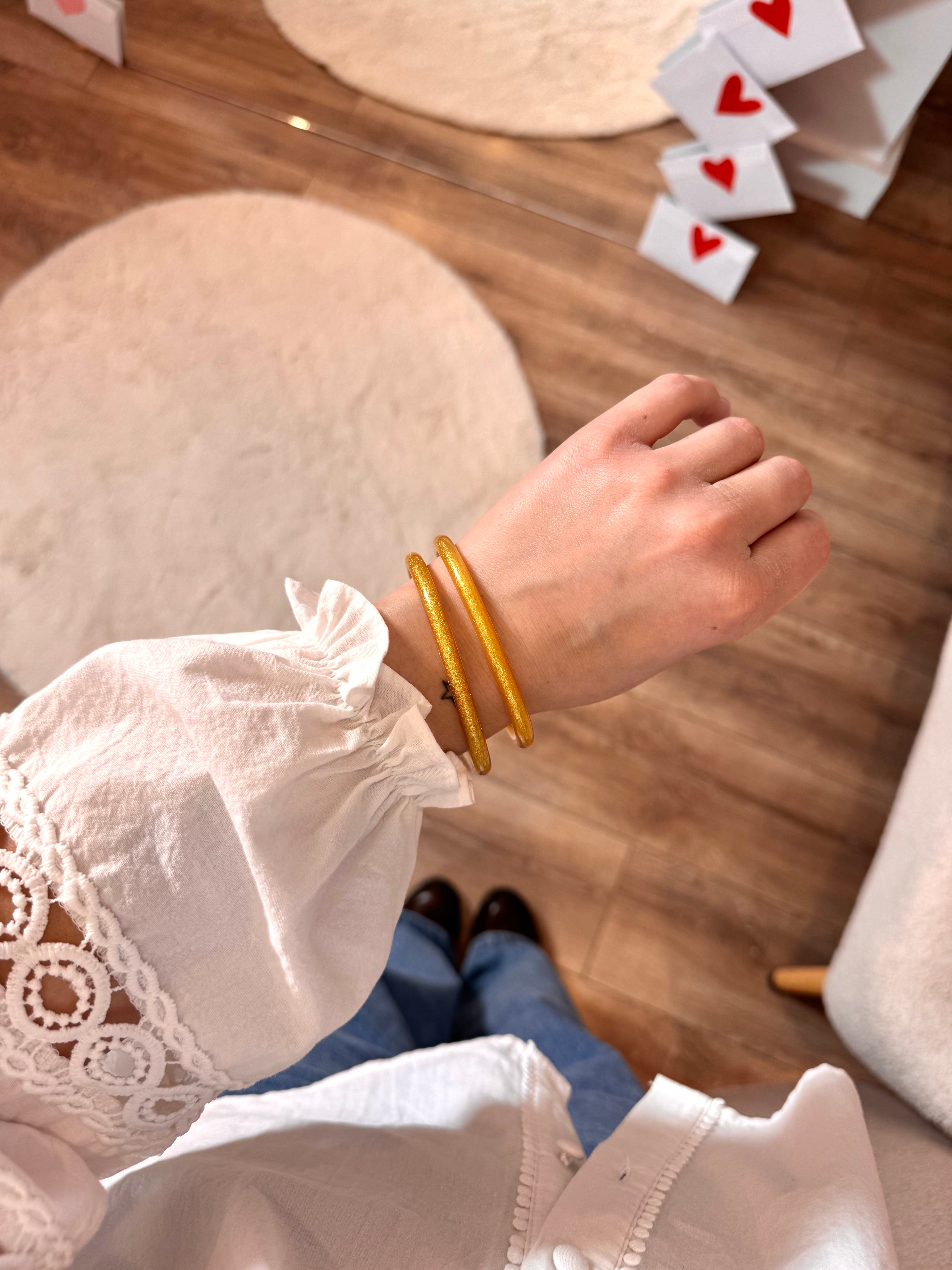 JONC BOUDDHISTE DORÉ PAILLETTES