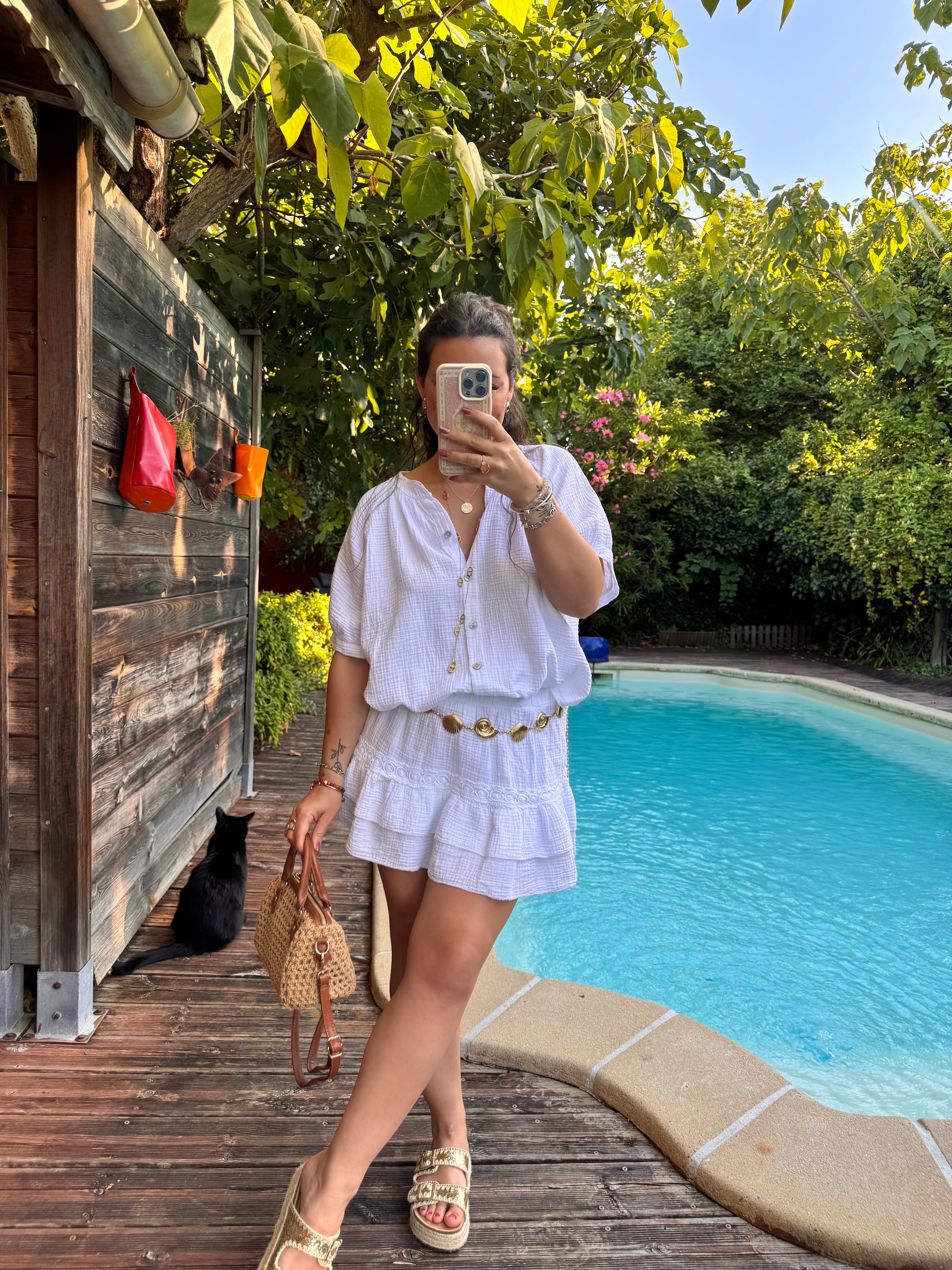 ENSEMBLE JUPE/BLOUSE BLANC