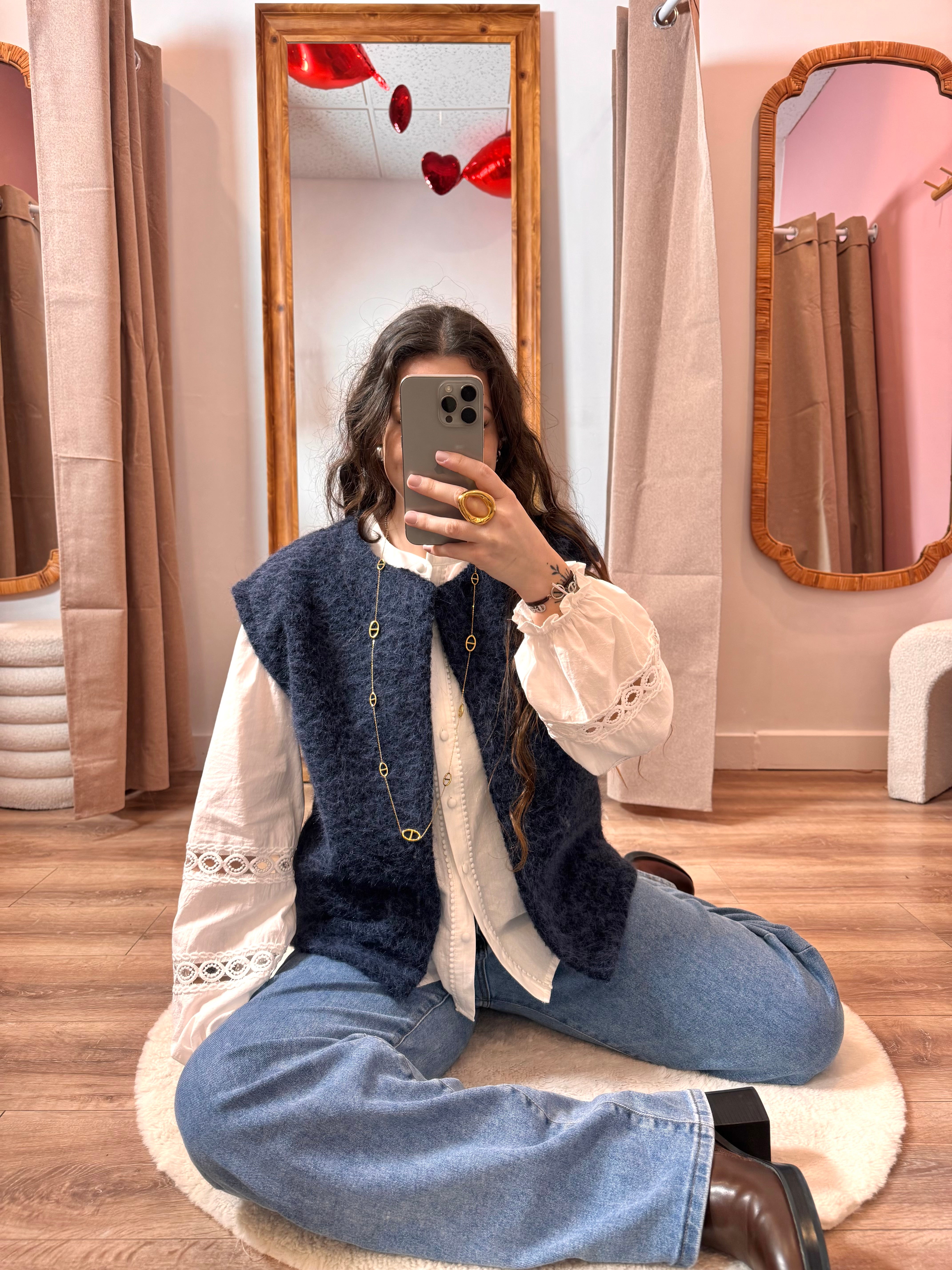 VESTE SANS MANCHE BLEU MARINE