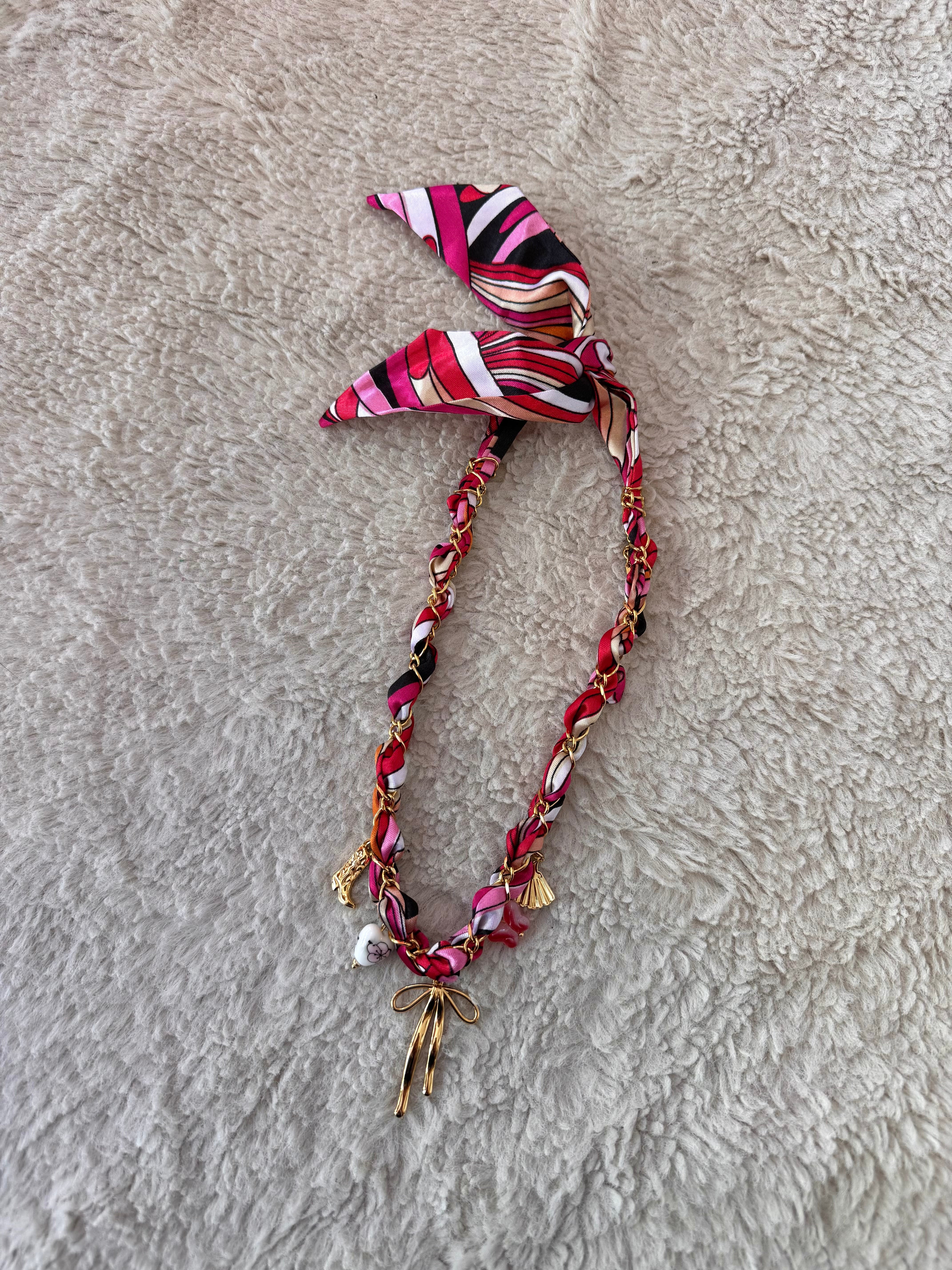 COLLIER FOULARD ROSE