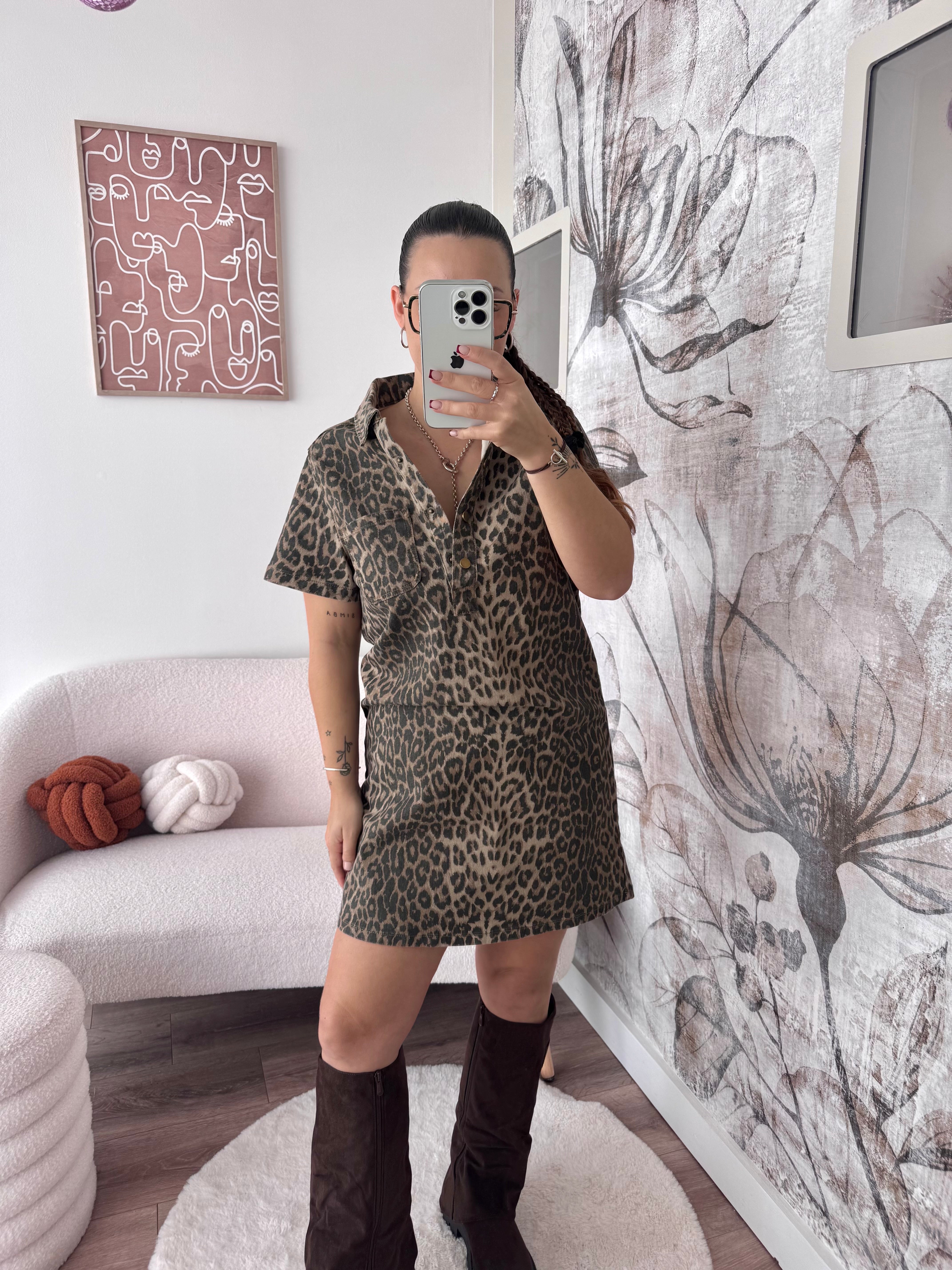ROBE EN JEAN LÉOPARD