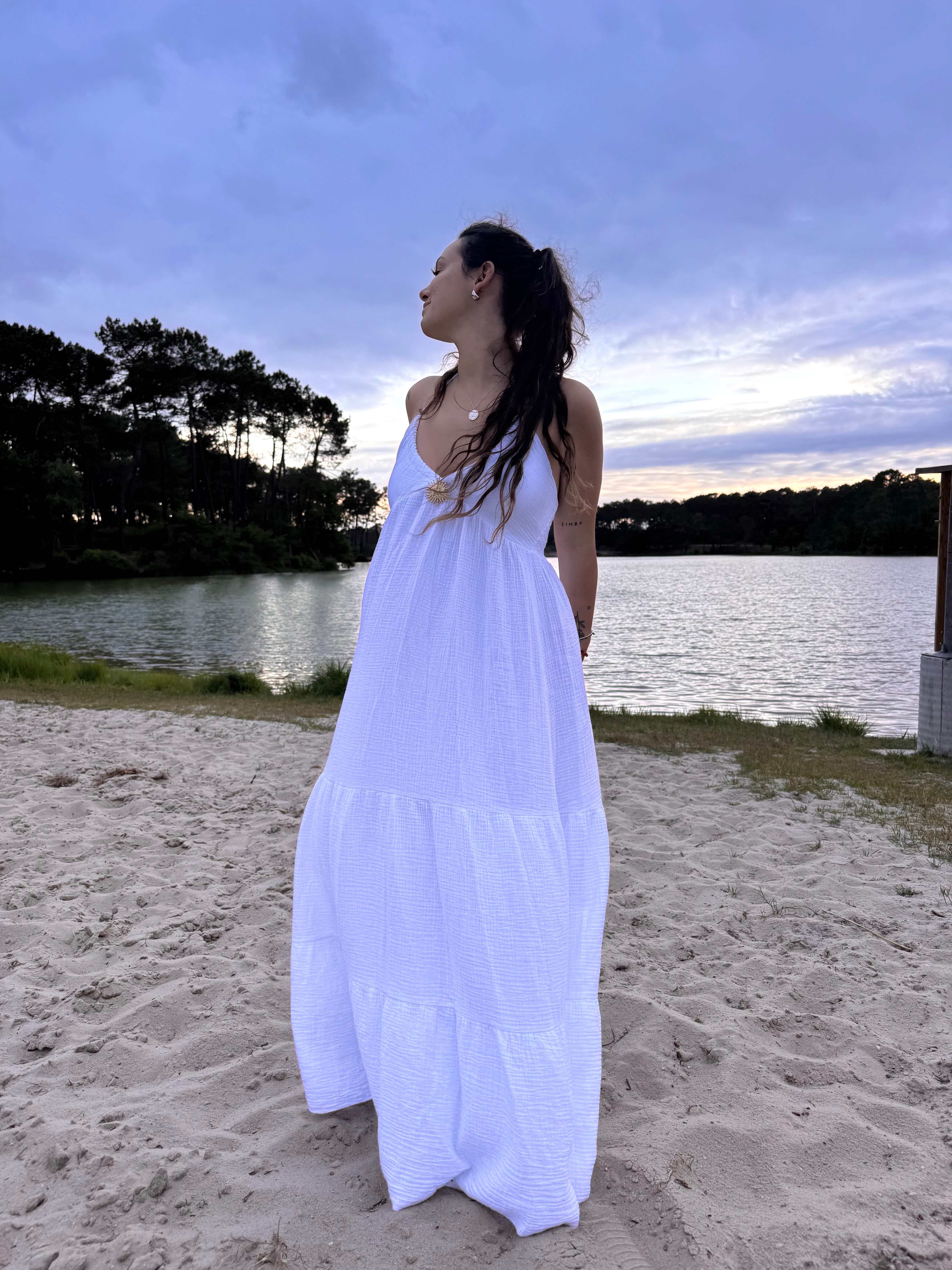 ROBE SOLEIL GAZE DE COTON BLANCHE