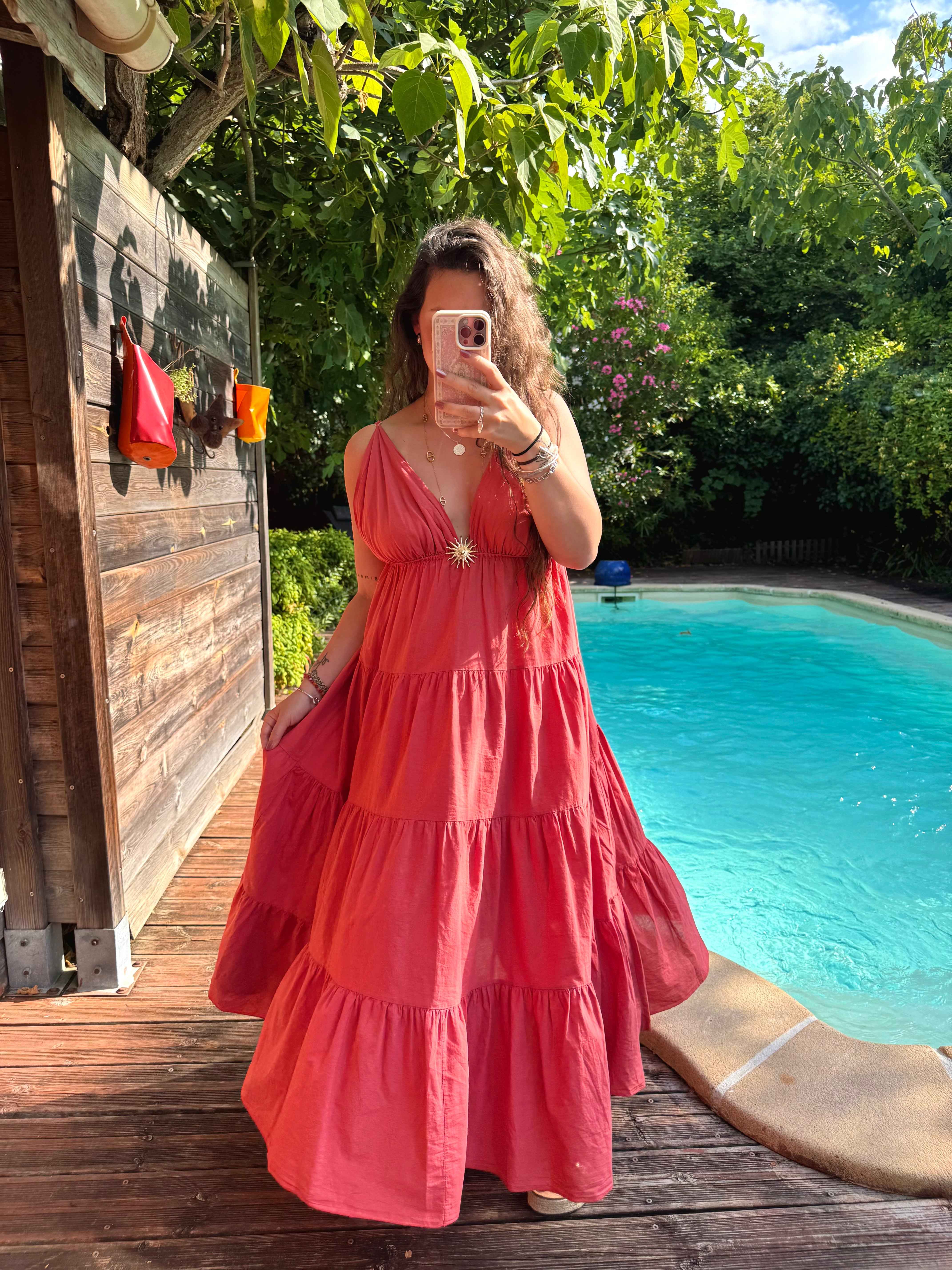 ROBE SOLEIL LONGUE CORAIL