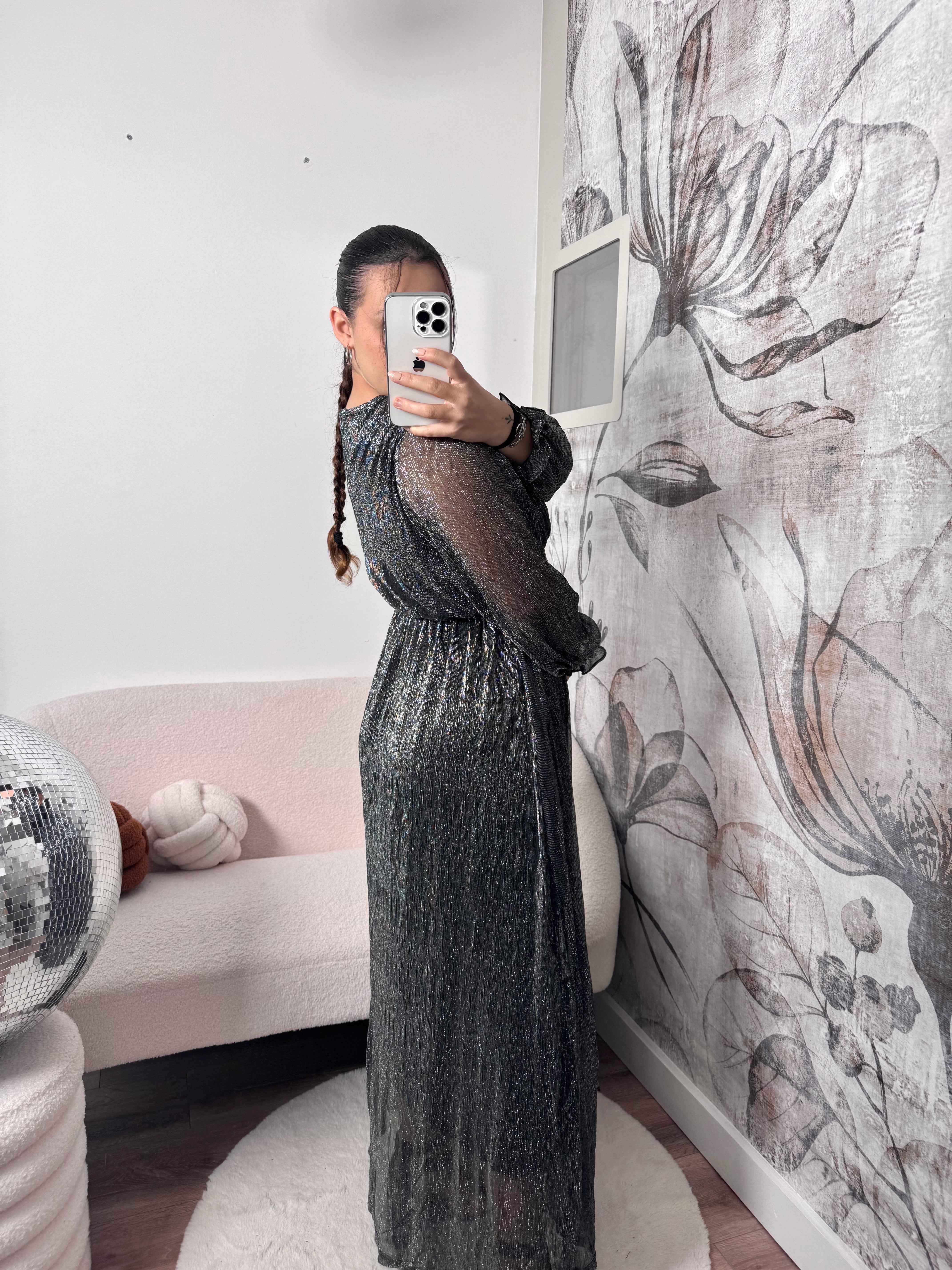 ROBE LONGUE IRISÉE ARGENTÉ