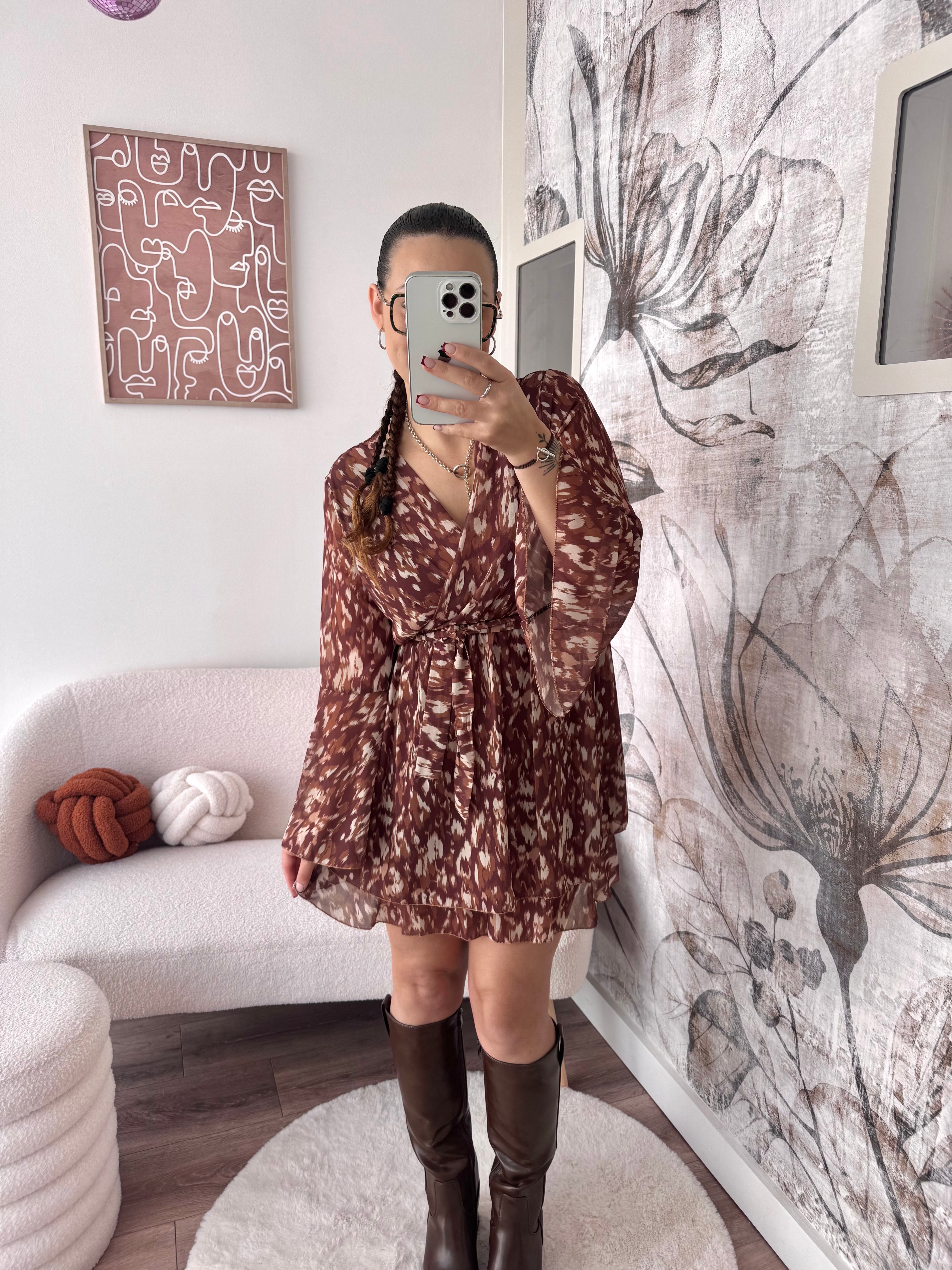 ROBE COURTE MARRON