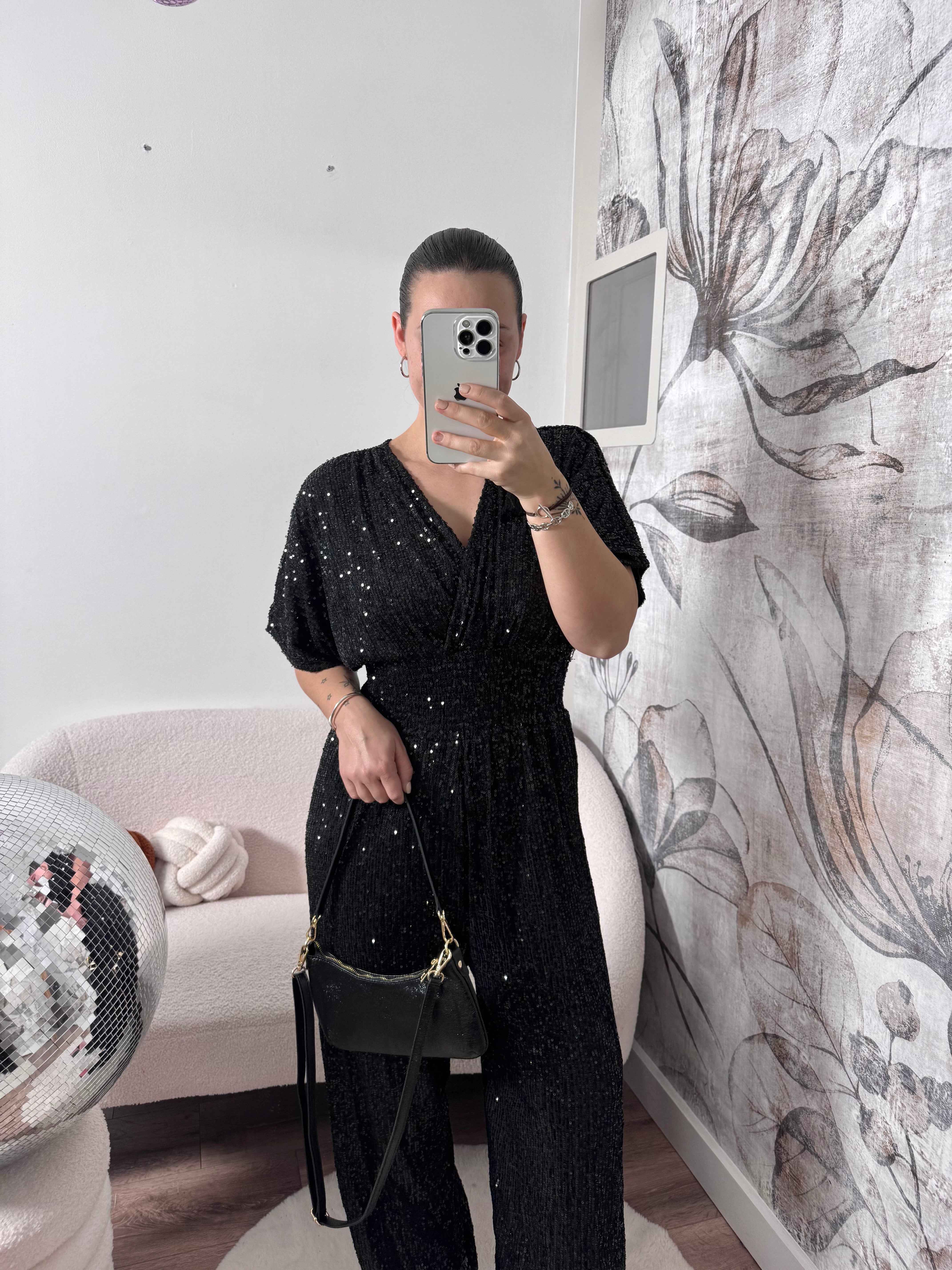 COMBINAISON À SEQUINS NOIR