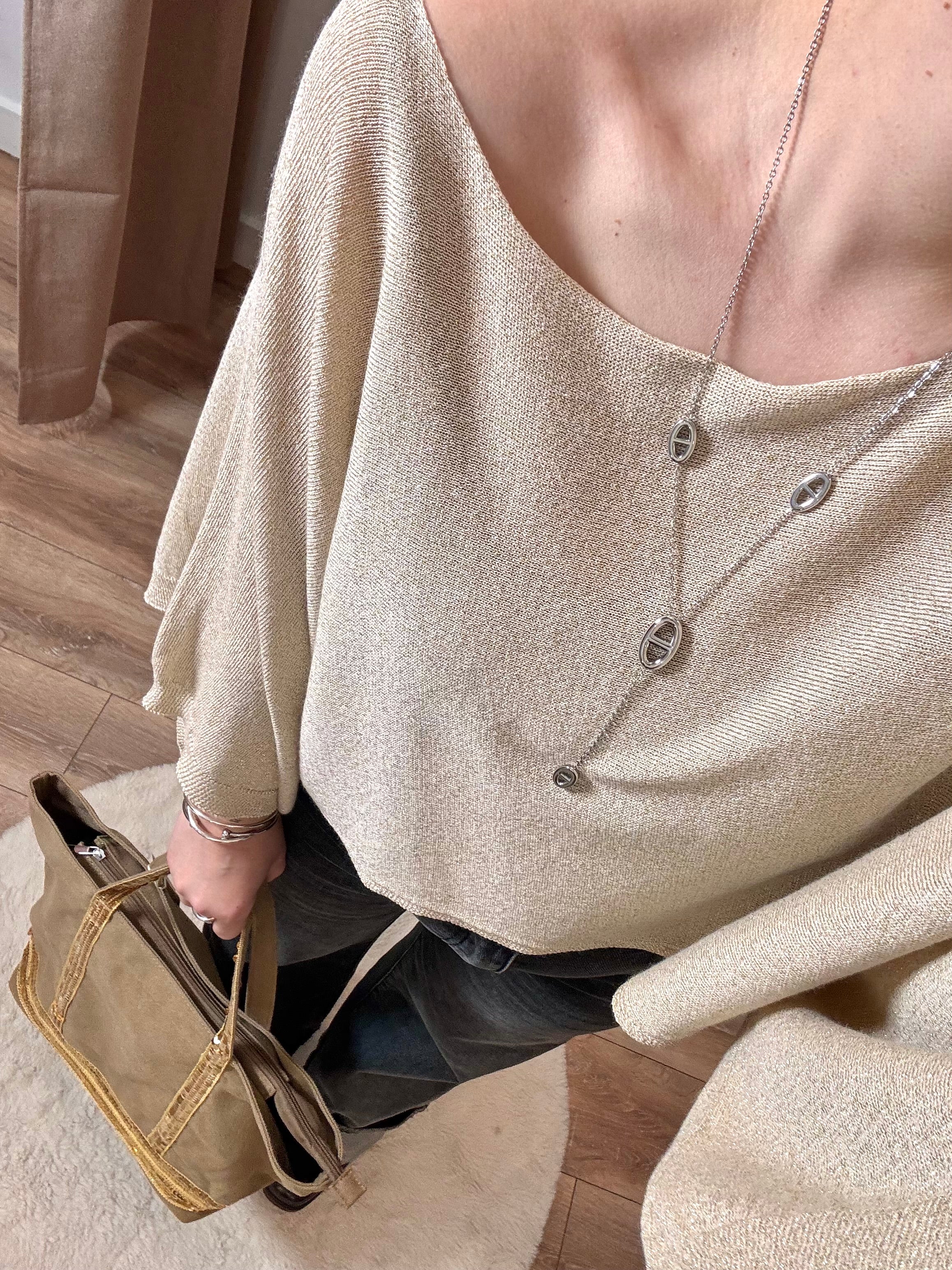 HAUT À PAILLETTE BEIGE