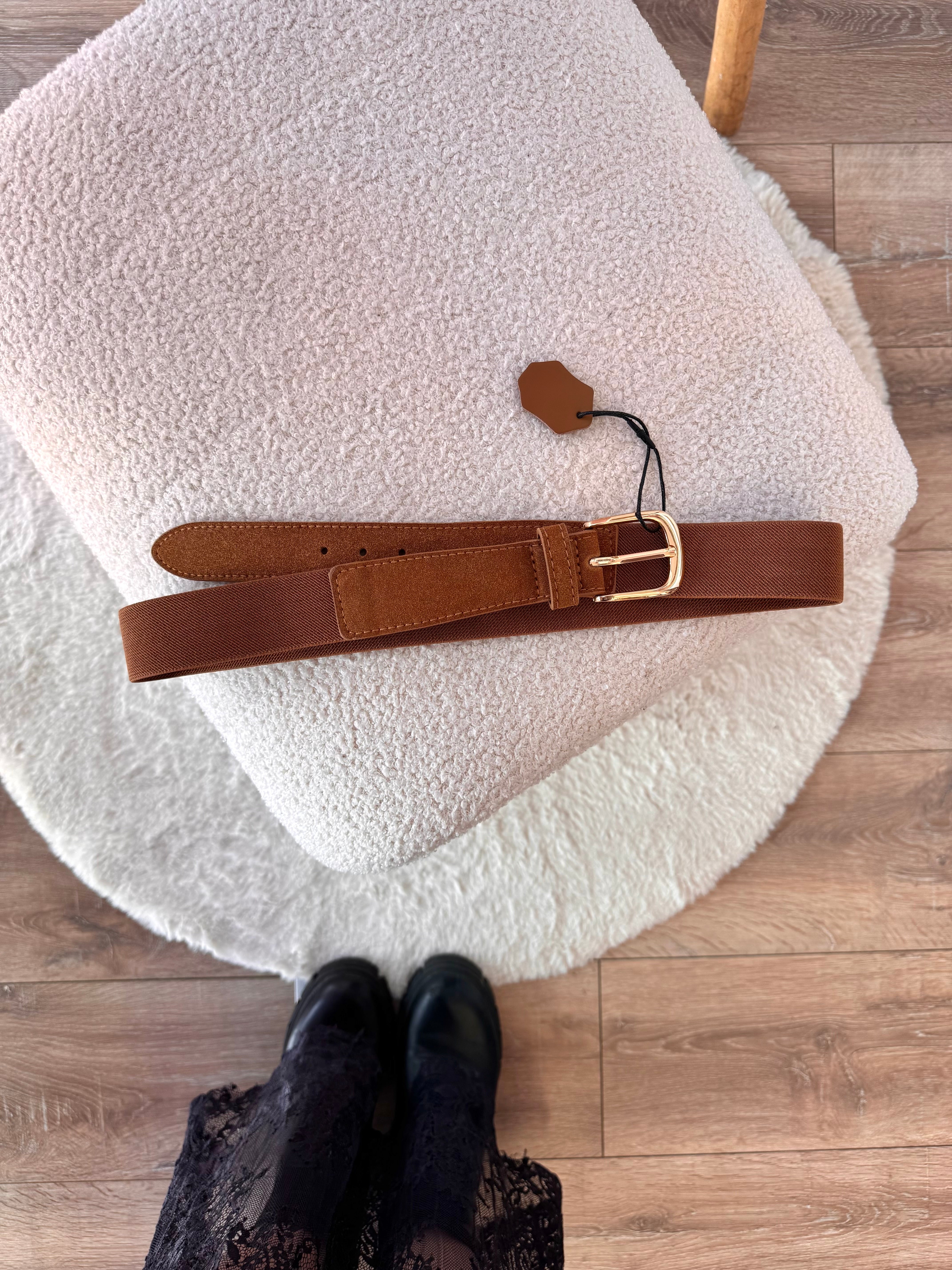 CEINTURE 50% CUIR CAMEL