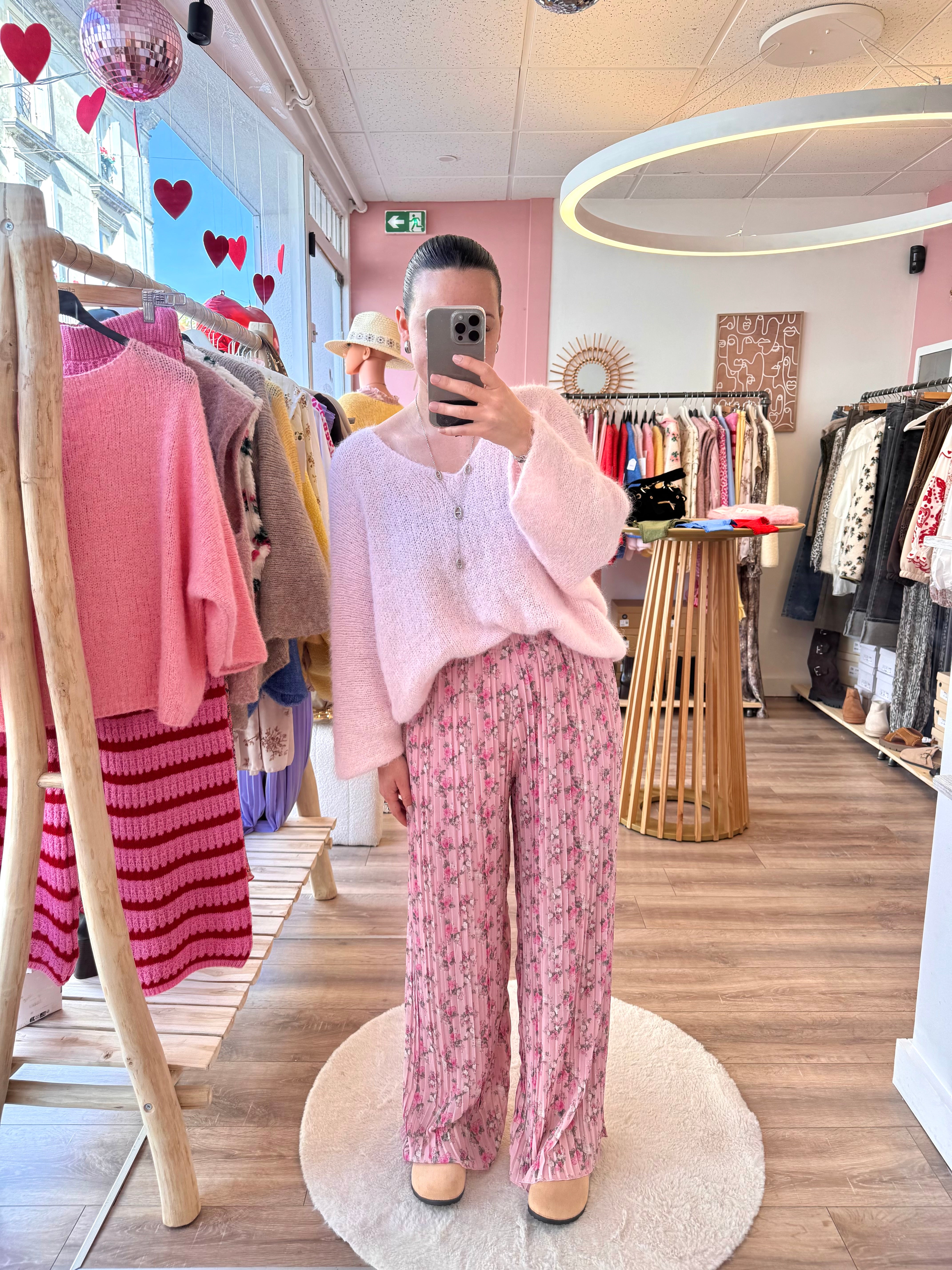 PANTALON LOLA FLEURIE ROSE BONBON