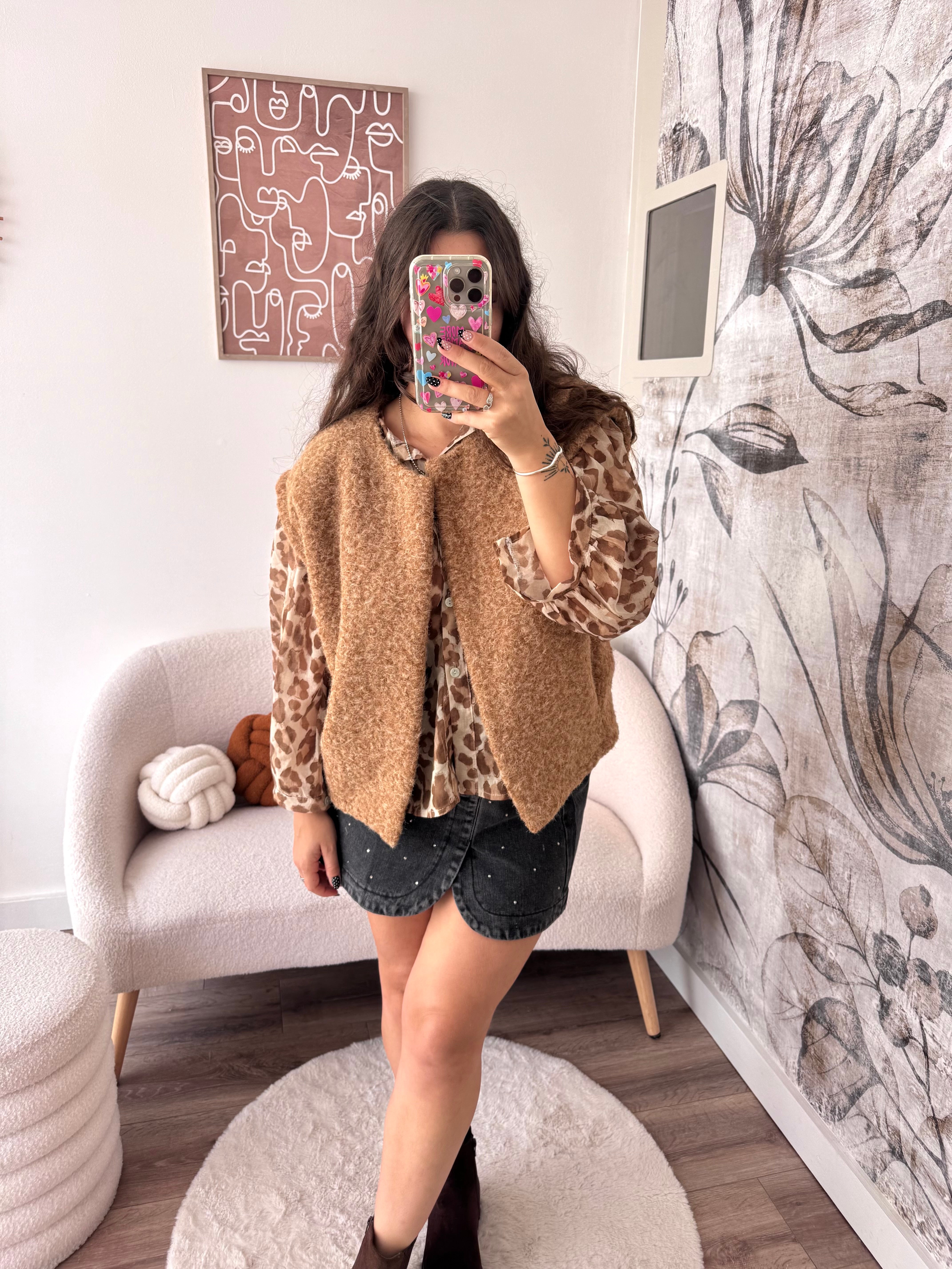 VESTE SANS MANCHE CAMEL