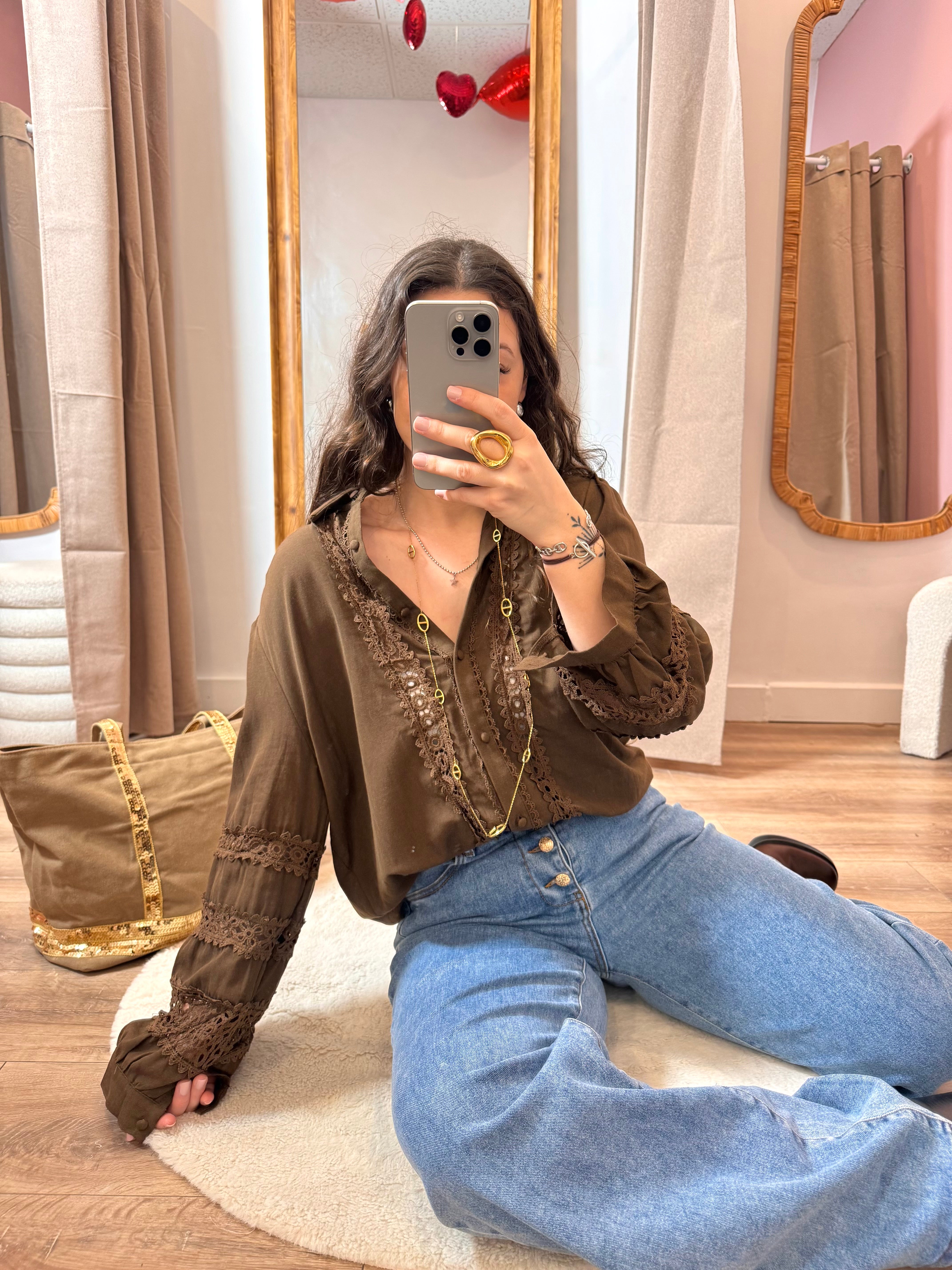 BLOUSE BRODÉE CHOCO