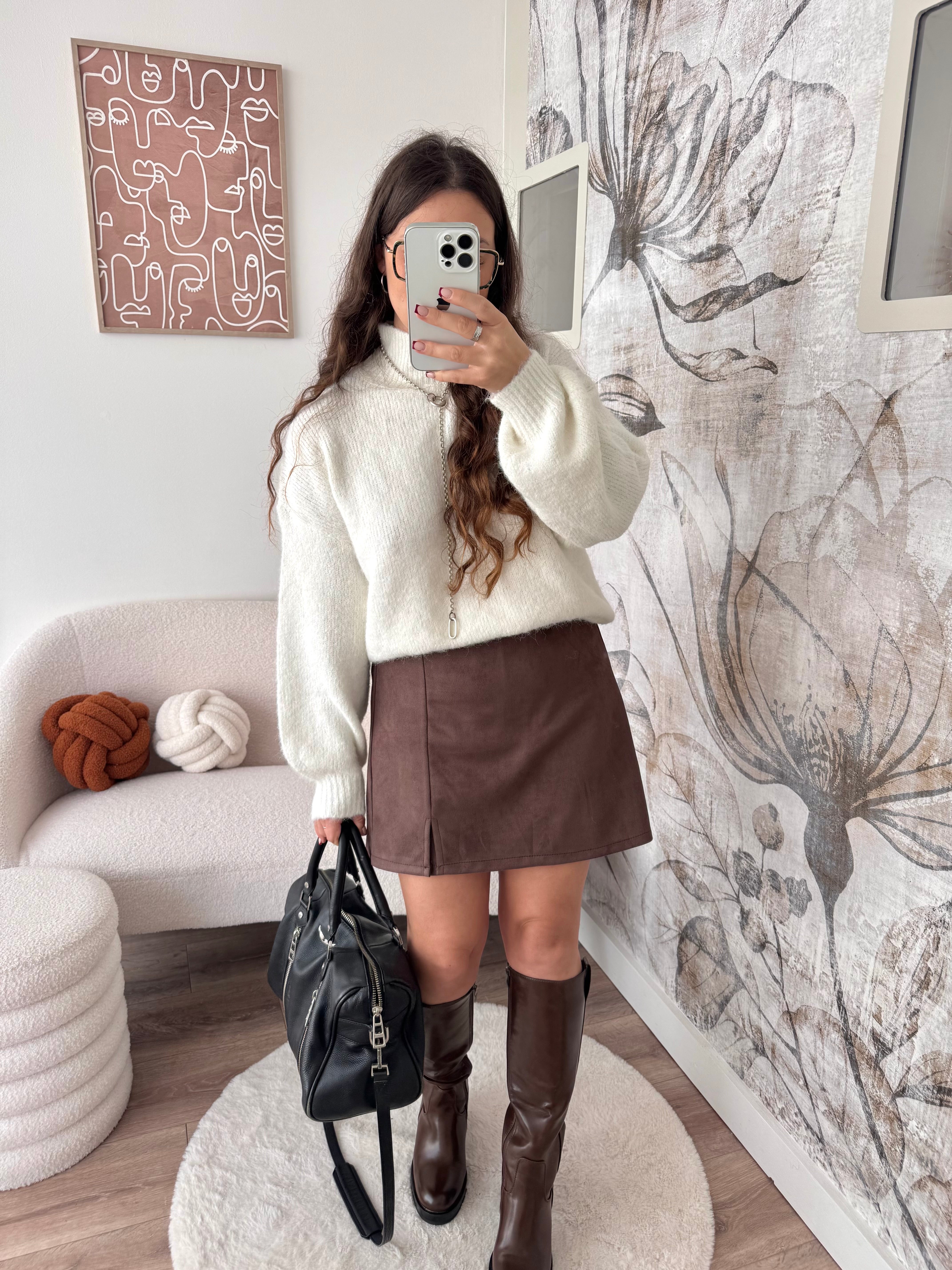 JUPE/SHORT MARRON