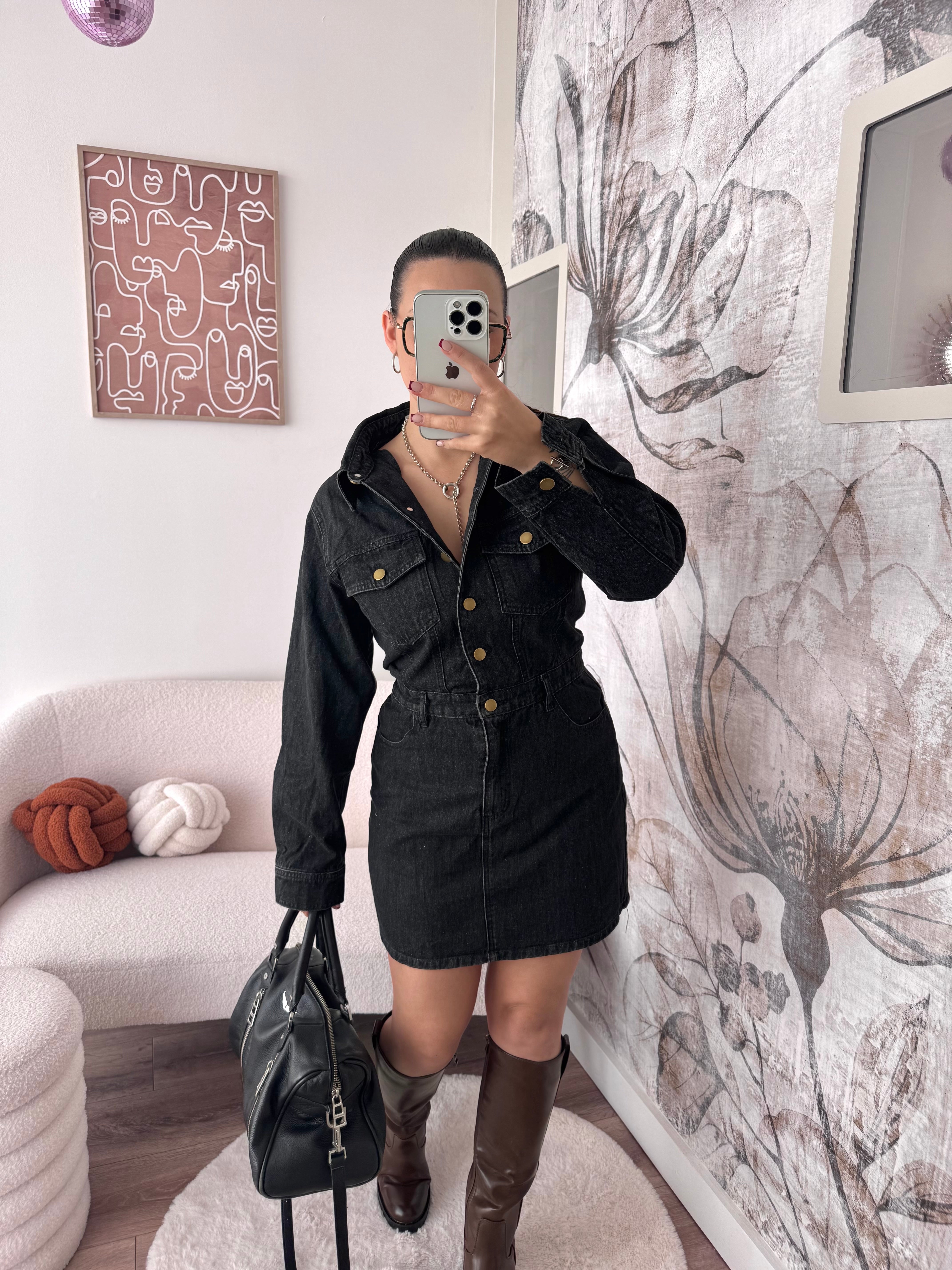 ROBE EN JEAN NOIR