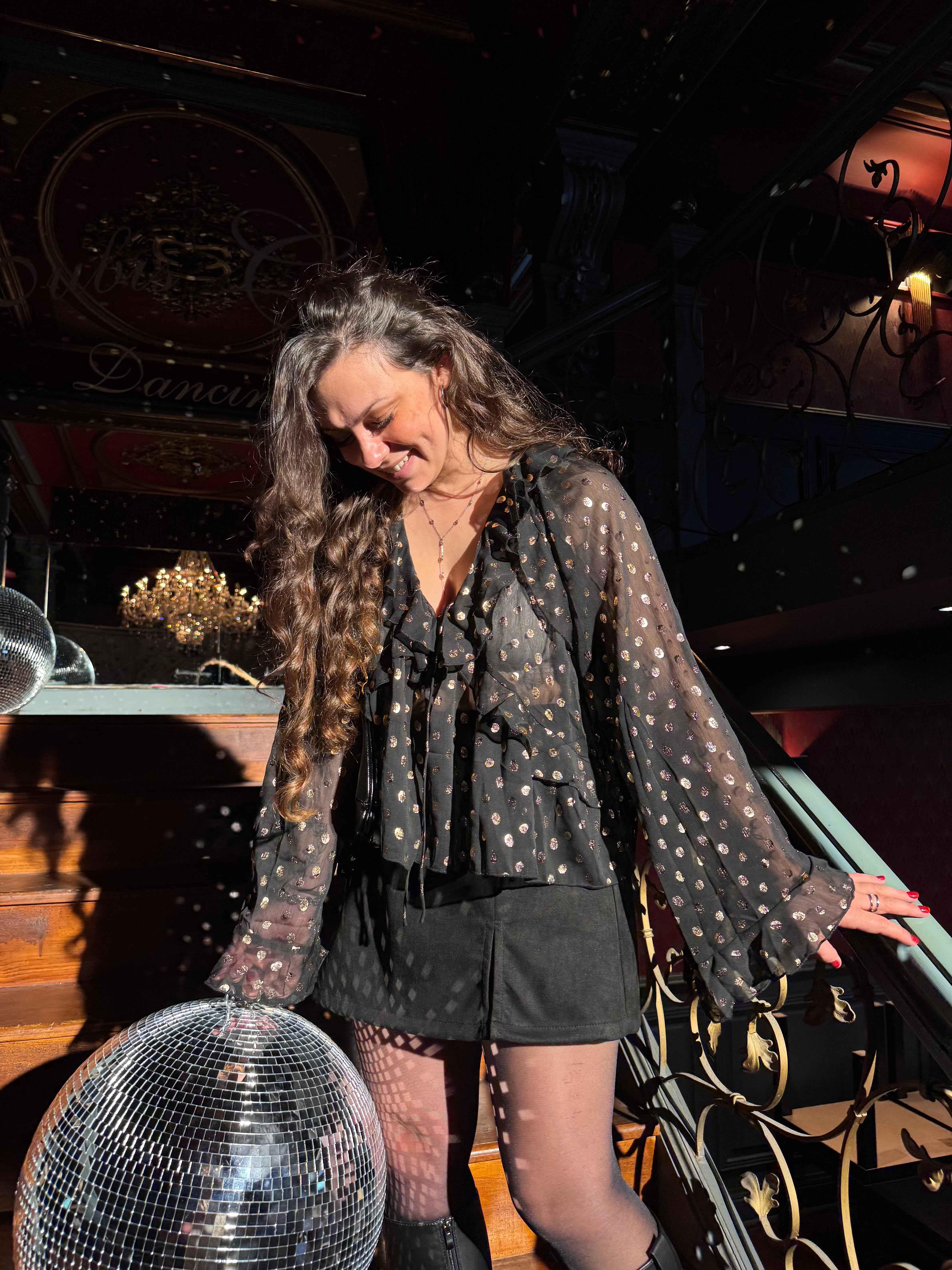 BLOUSE À POIS DORÉ