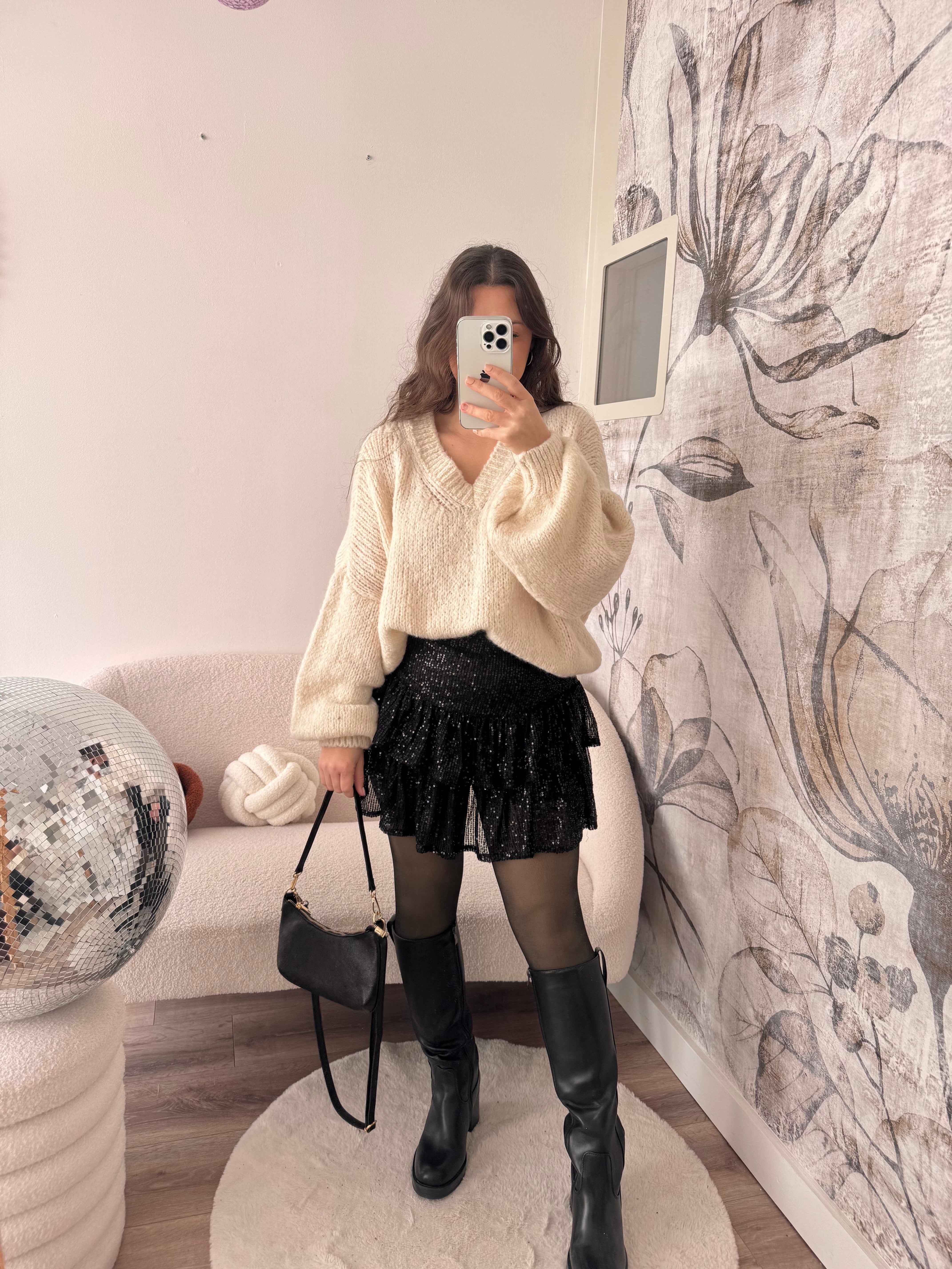 JUPE/SHORT À PAILLETTES NOIRE