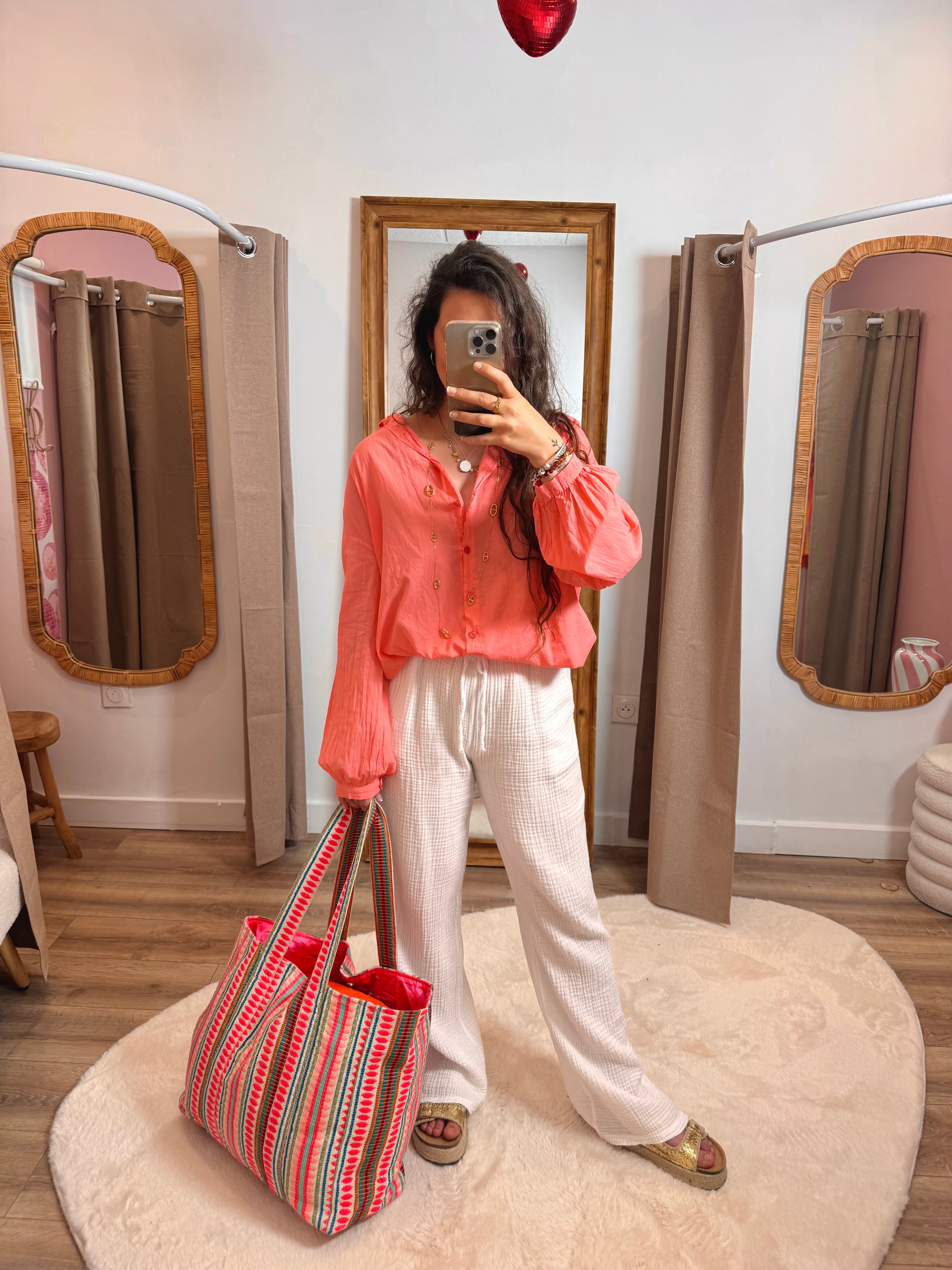 PANTALON GAZE DE COTON BLANC