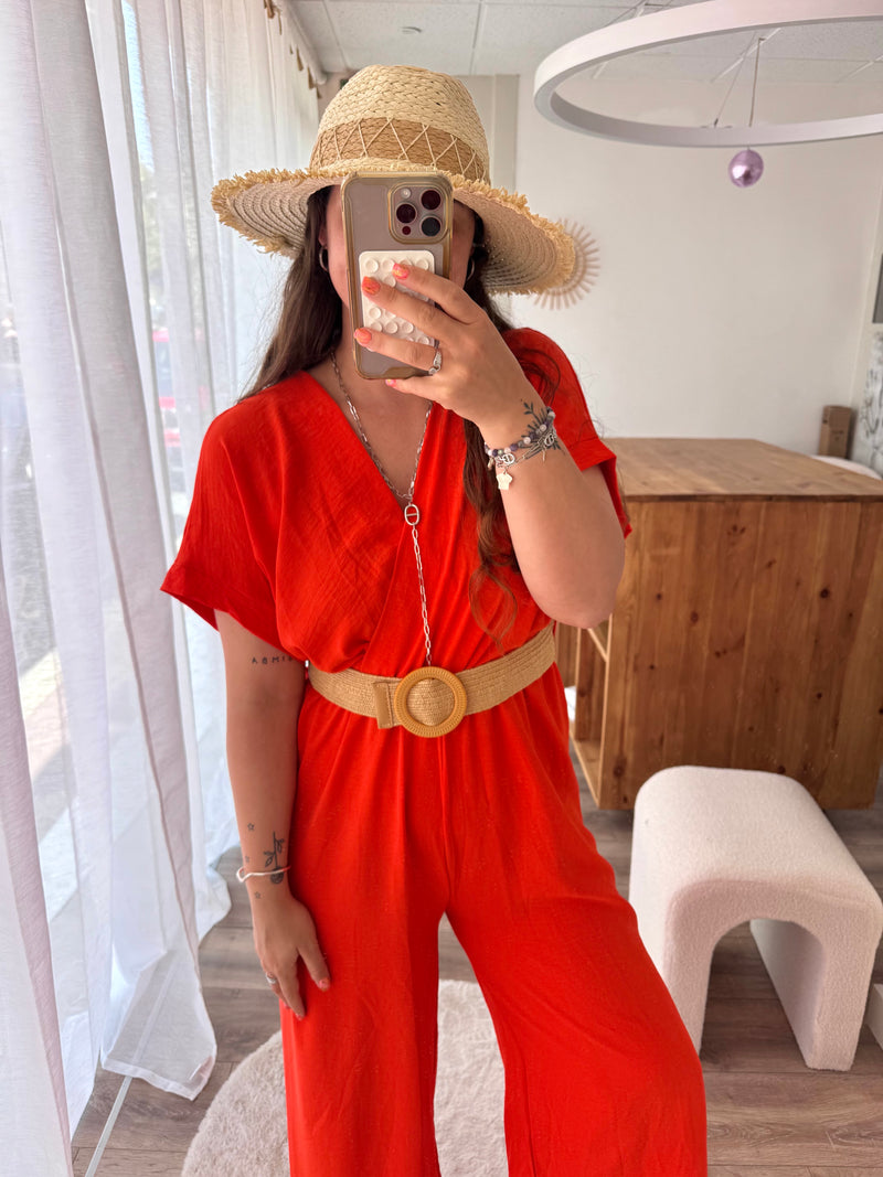 COMBINAISON ORANGE AVEC LA CEINTURE