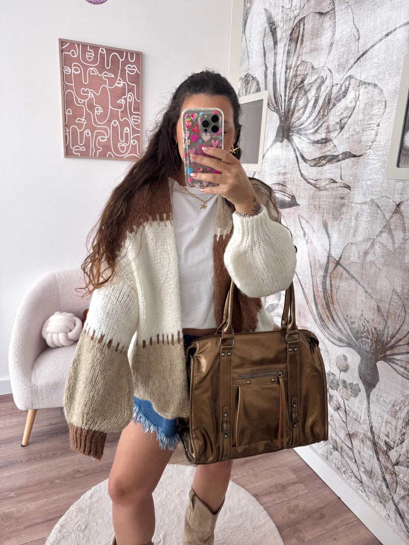 GILET ALMA BEIGE/MARRON