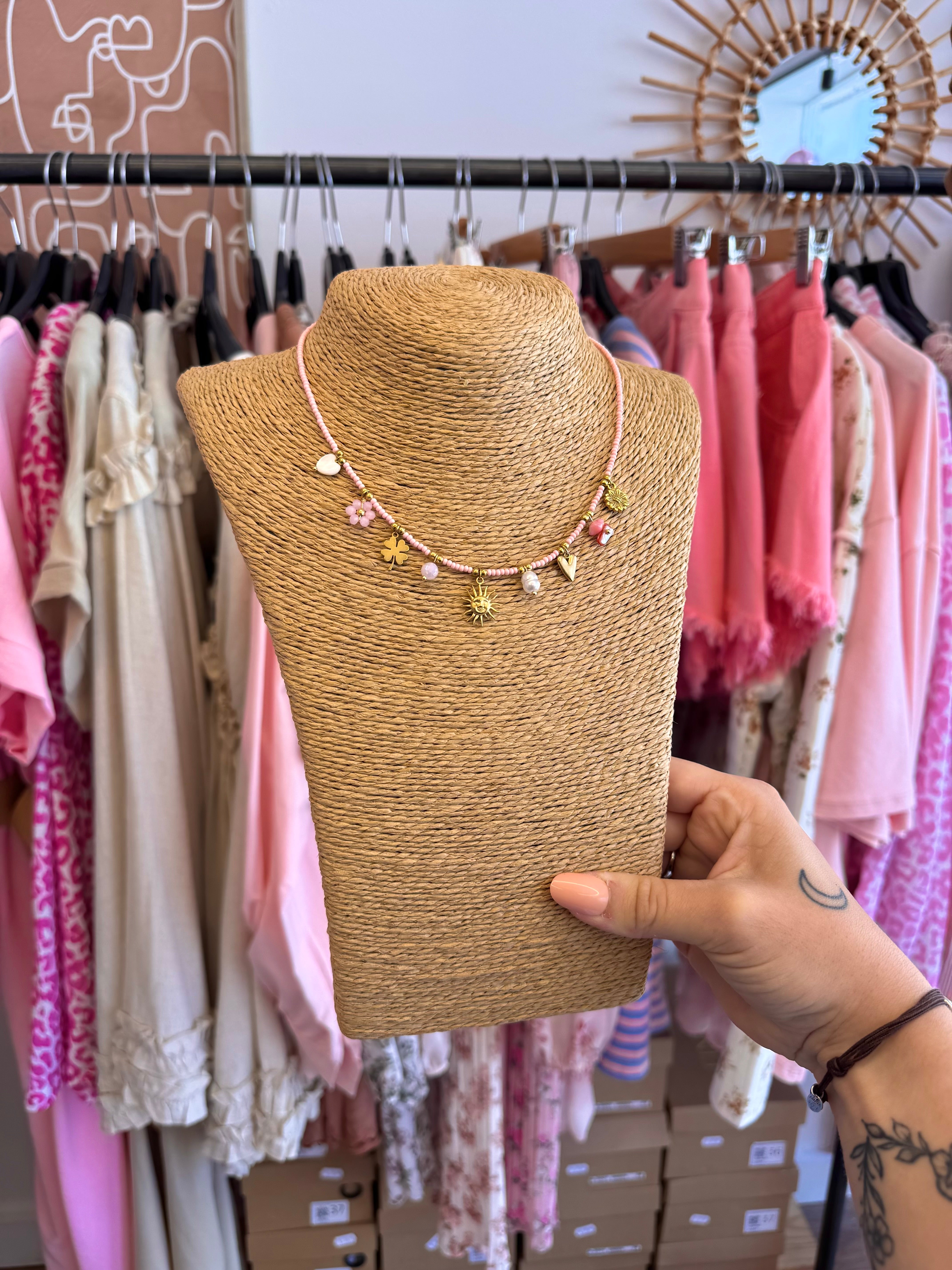 COLLIER PERLA ROSE CHARMS