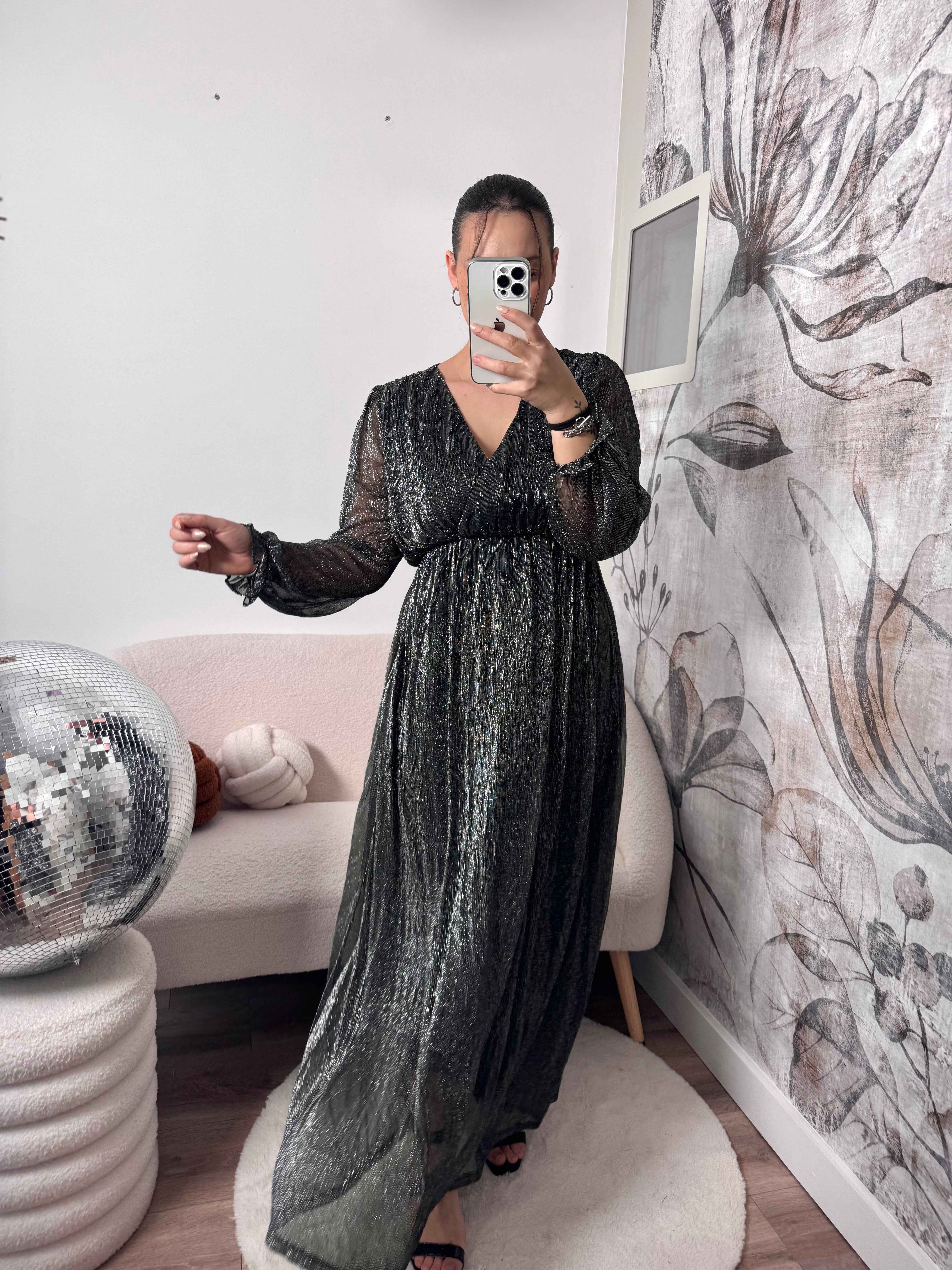 ROBE LONGUE IRISÉE ARGENTÉ