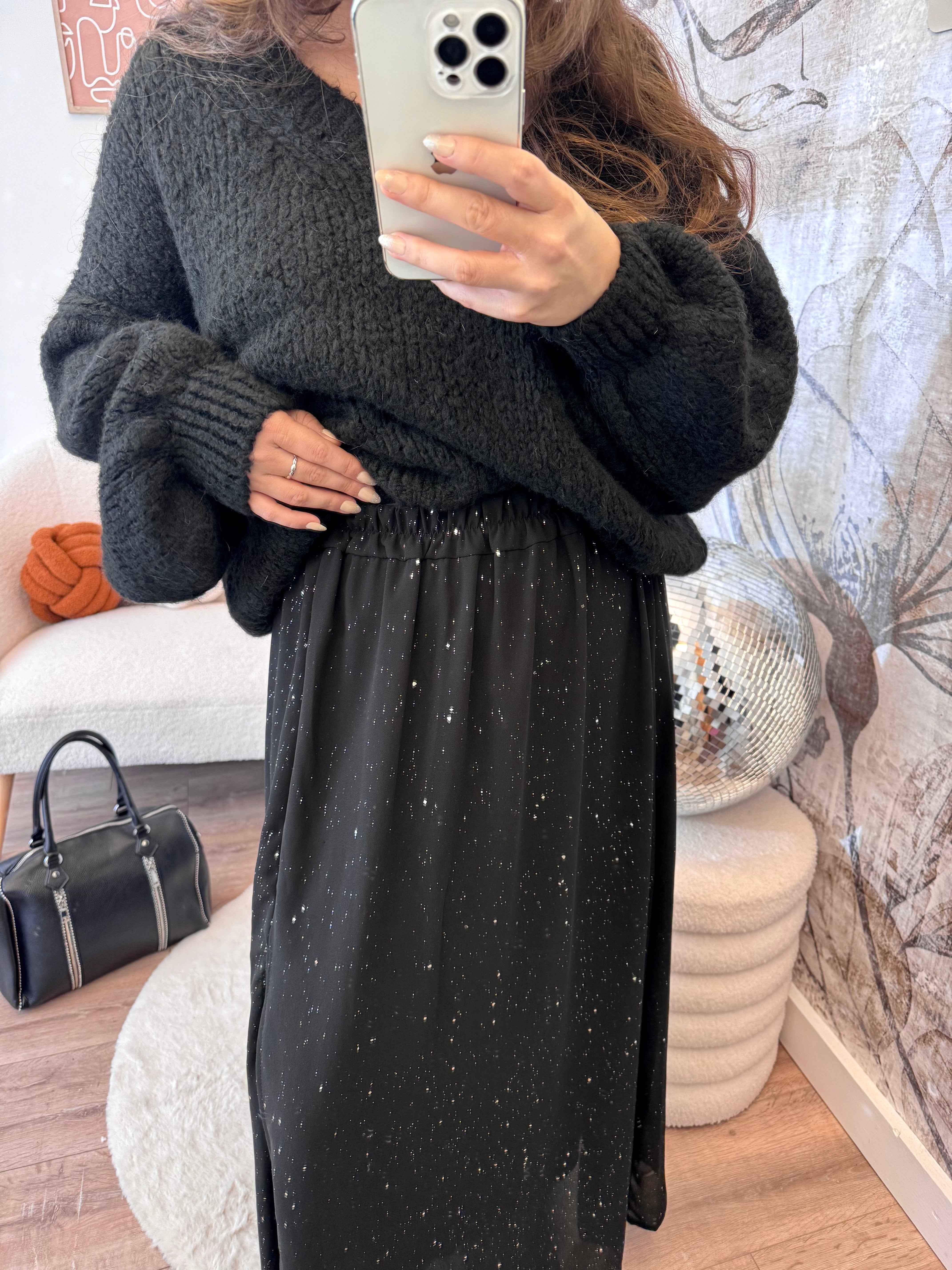 JUPE À PAILLETTES NOIRE