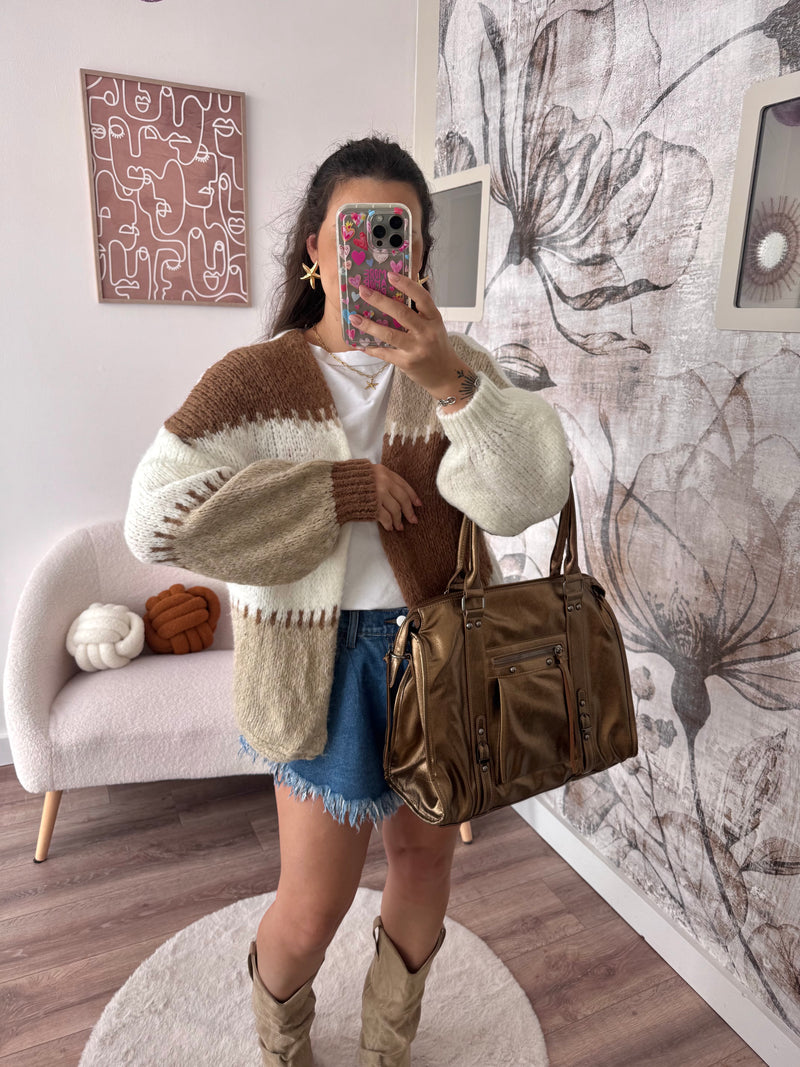 GILET ALMA BEIGE/MARRON