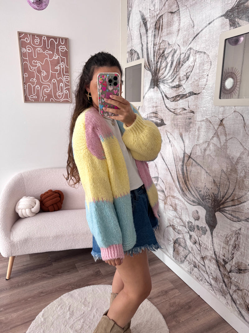 GILET ALMA ROSE/JAUNE
