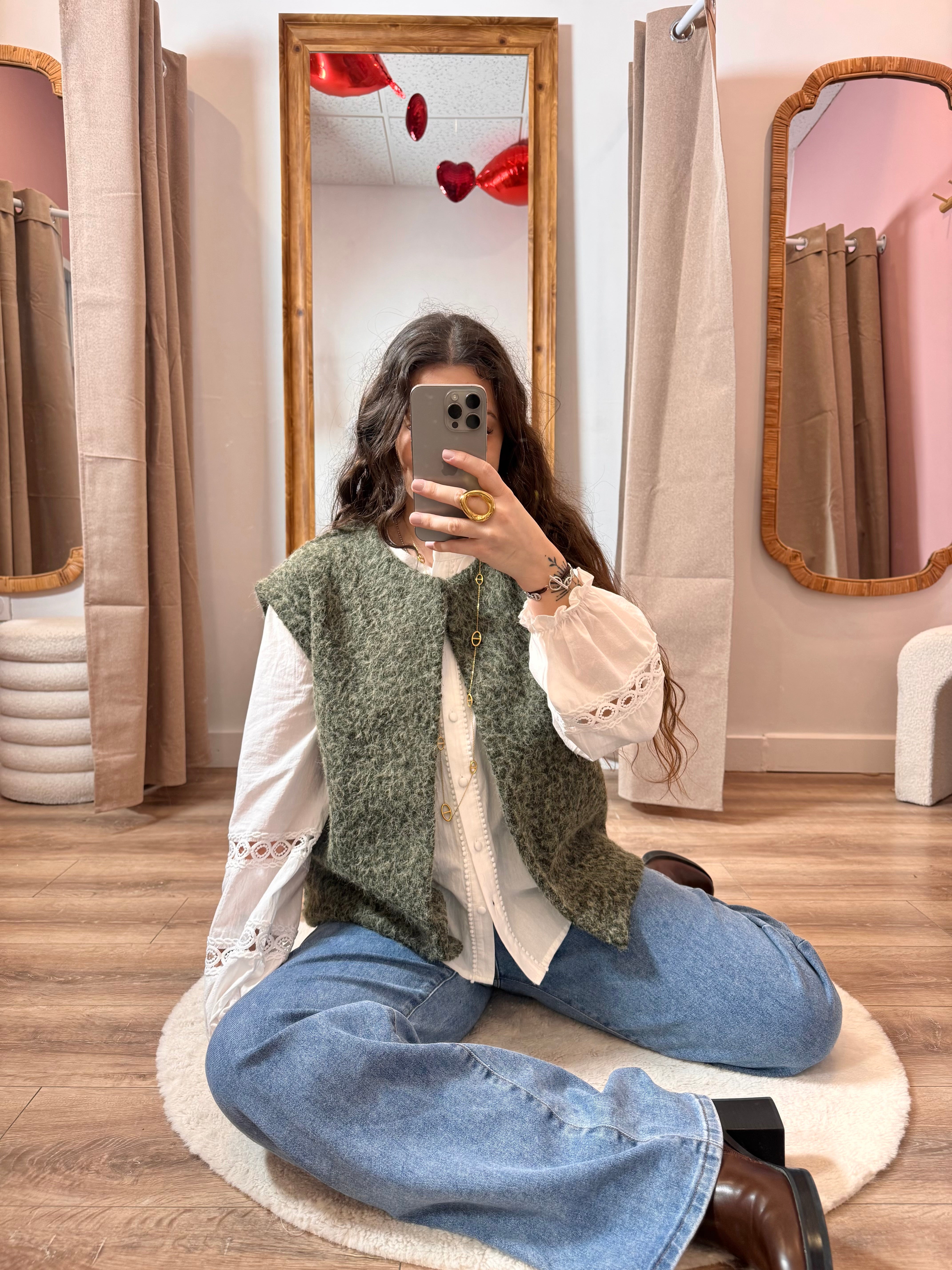 VESTE SANS MANCHE KAKI