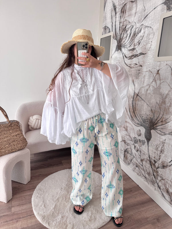 PANTALON BOHÈME TURQUOISE